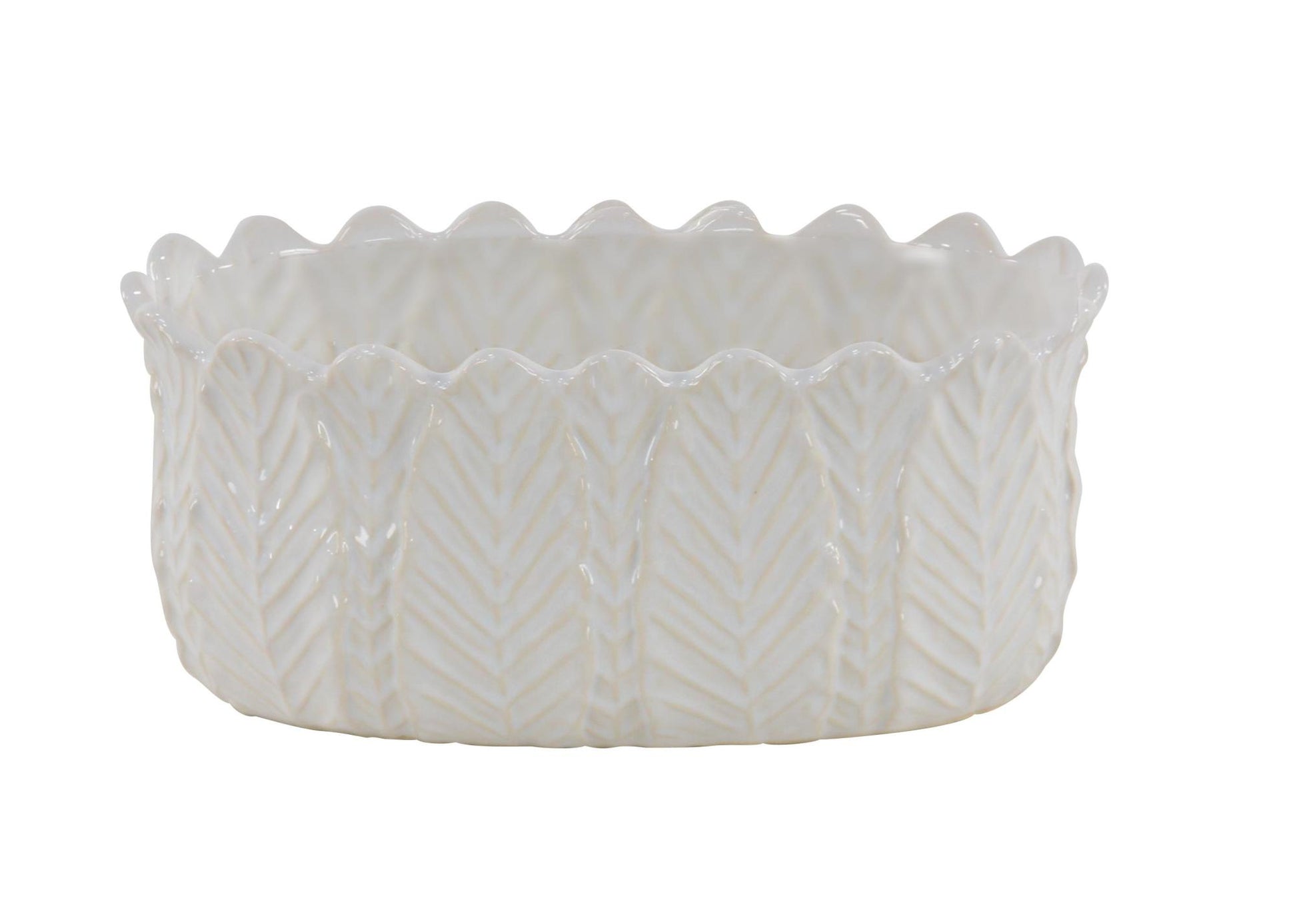 Set of 3 Leaf White Ceramic Indoor Outdoor Planter