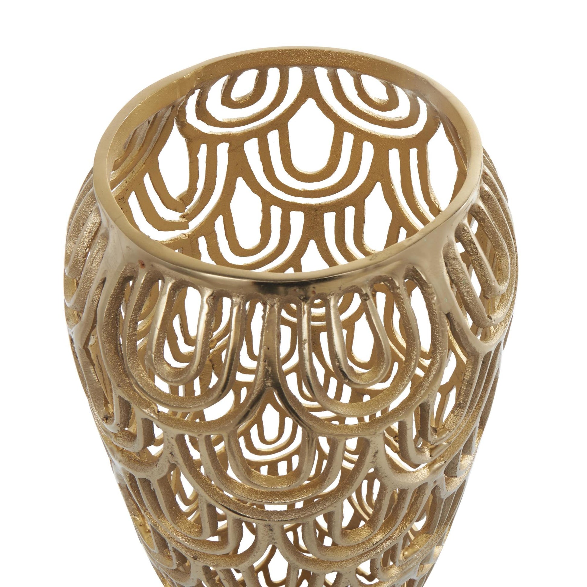 Geometric Aluminum Metal Art Deco Inspired Arched Decorative Vase