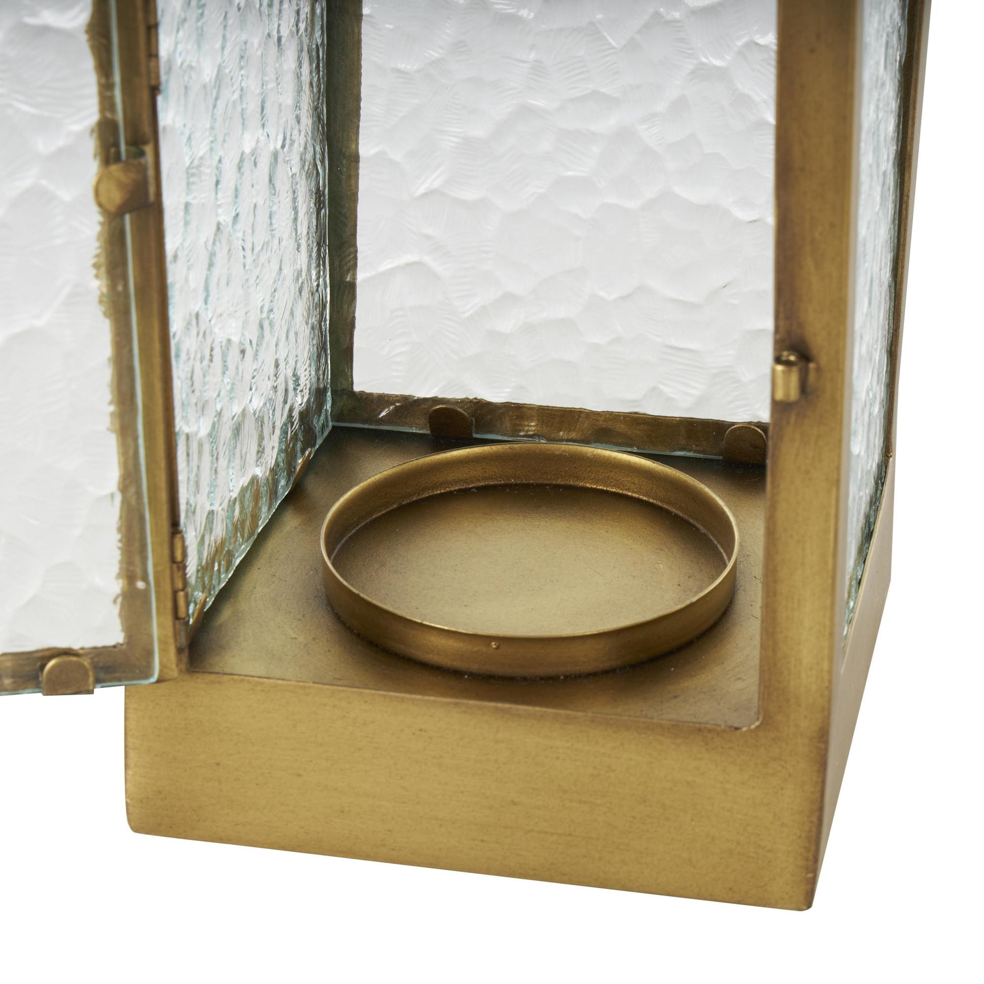 Gold Metal Arched Indoor Outdoor Candle Lantern with Top Handle