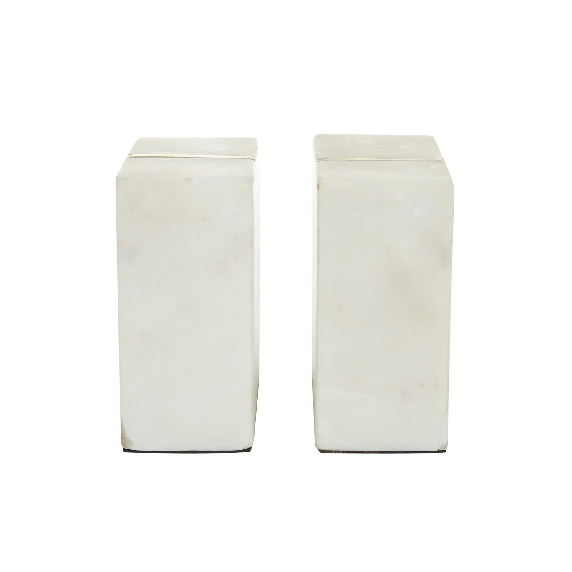 CosmoLiving by Cosmopolitan Set of 2 Geometric White Marble 8 lbs Decorative Bookends with Gold Inlay