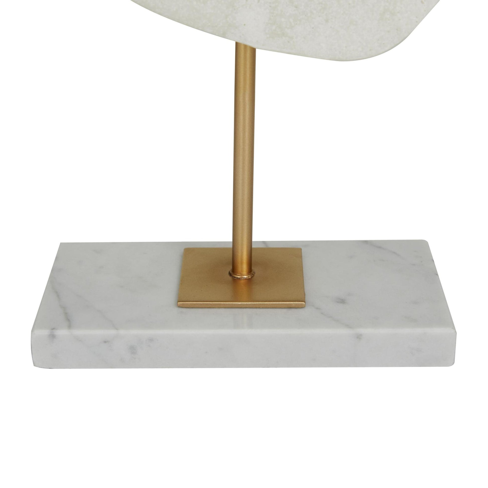 Abstract White Polystone Cut-Out Decorative Sculpture with Marble Stand
