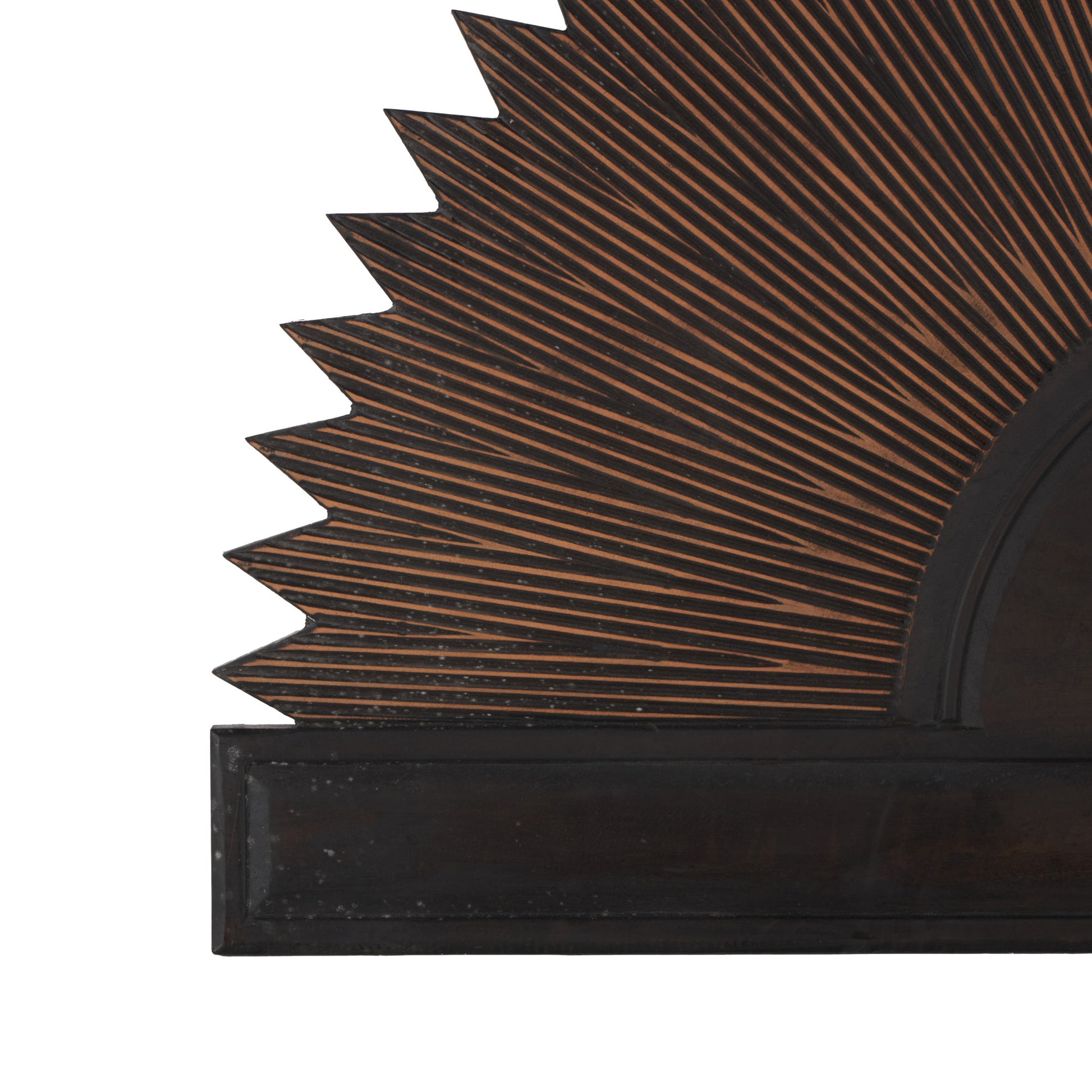 Sun Dark Brown Wooden Large Home Wall Decor with Copper Accents