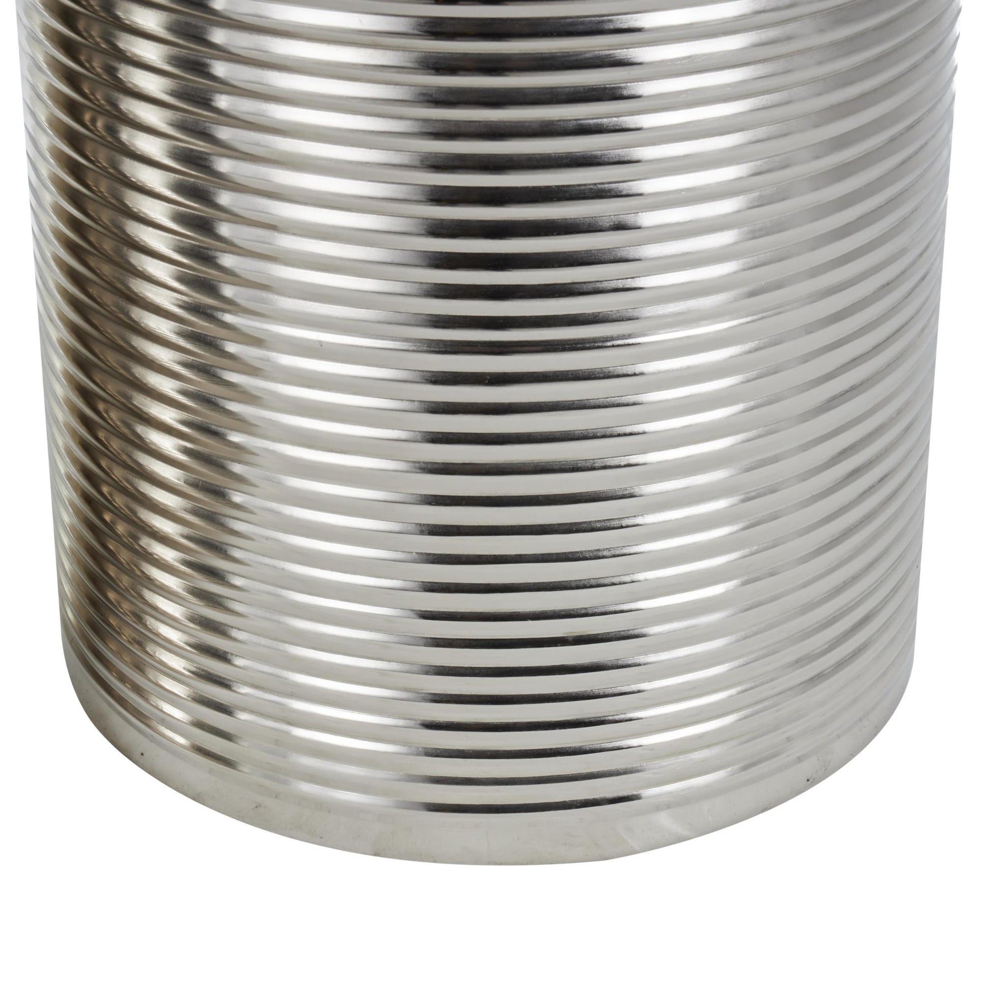 Set of 3 Metal Ribbed Drum Side End Accent Table Set of 3 24", 22", 20"H