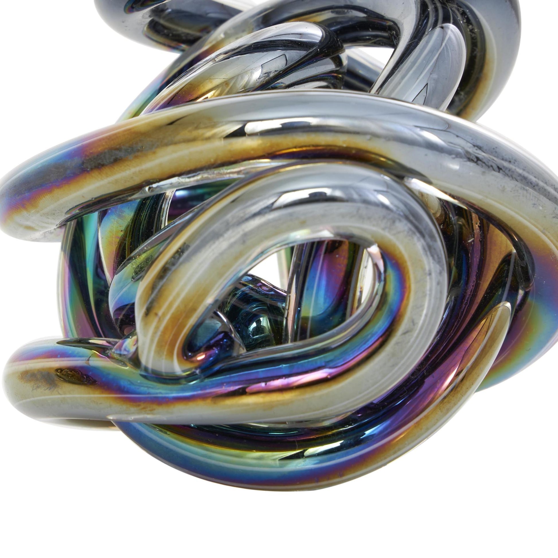 Set of 3 Knot Glass Handmade Knotted Ball Decorative Sculpture
