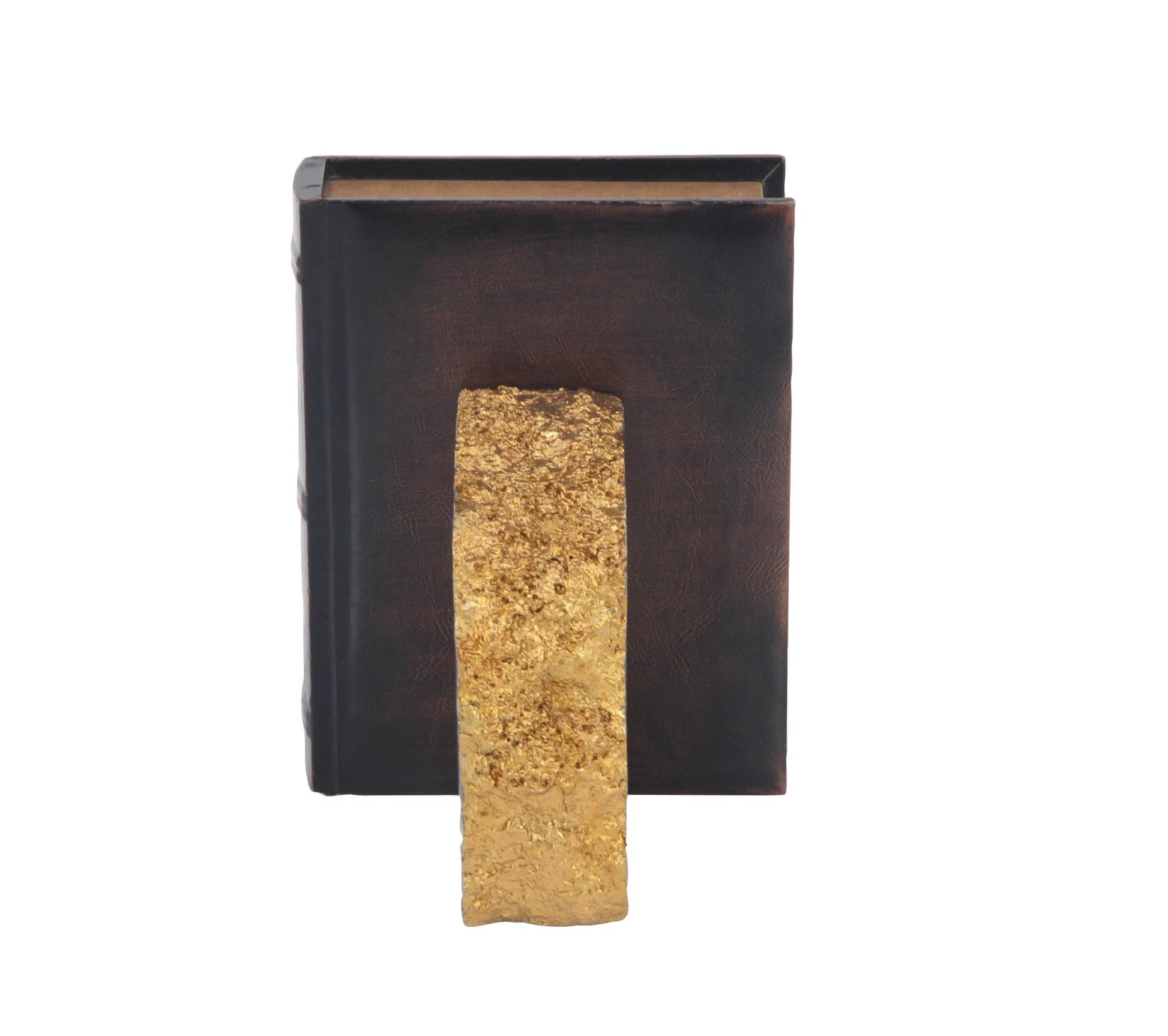 CosmoLiving by Cosmopolitan Set of 2 Geode Gray Polystone Decorative Bookends with Gold Detailing