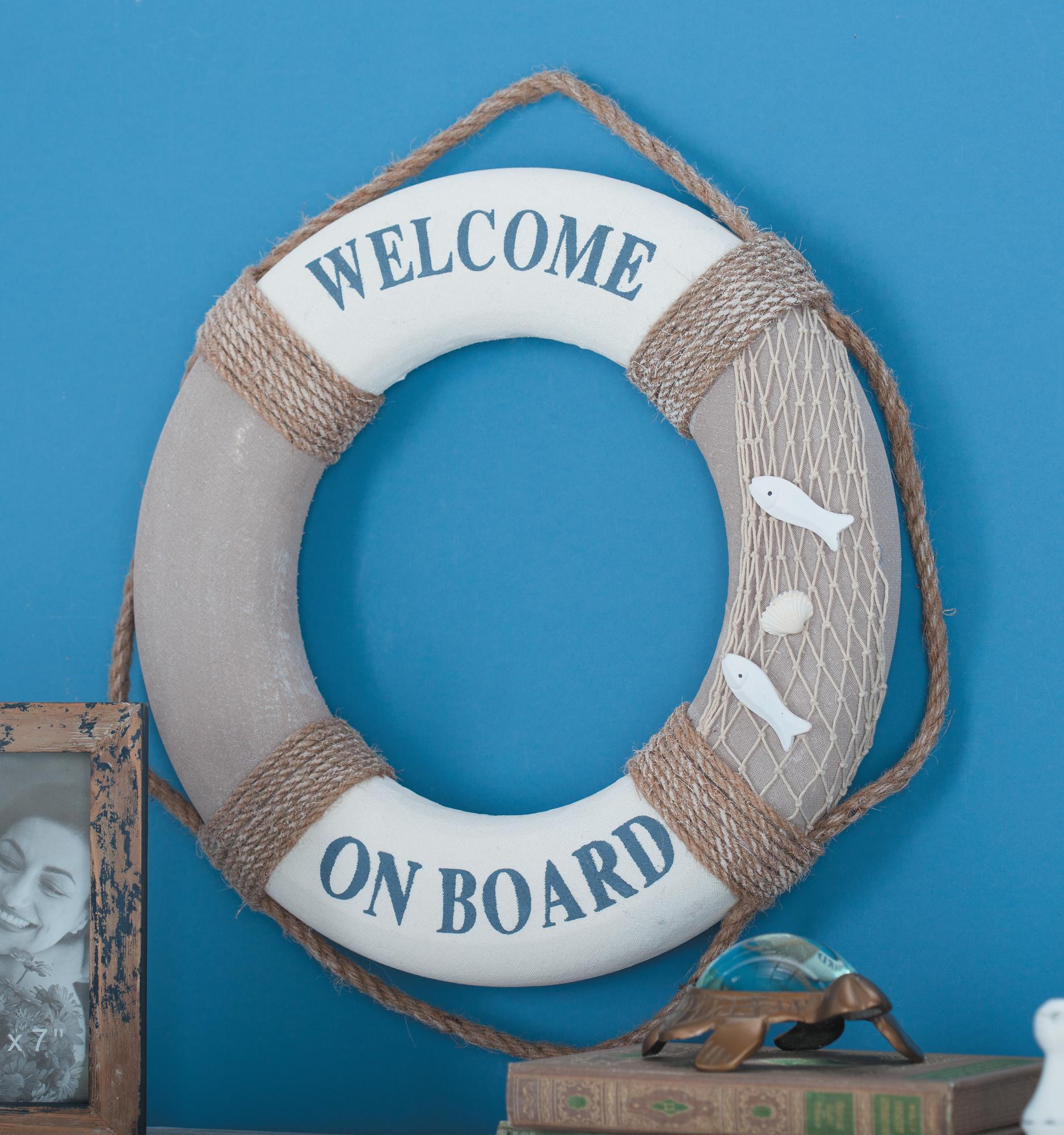 Sign White Resin Rope Life Ring Home Wall Decor