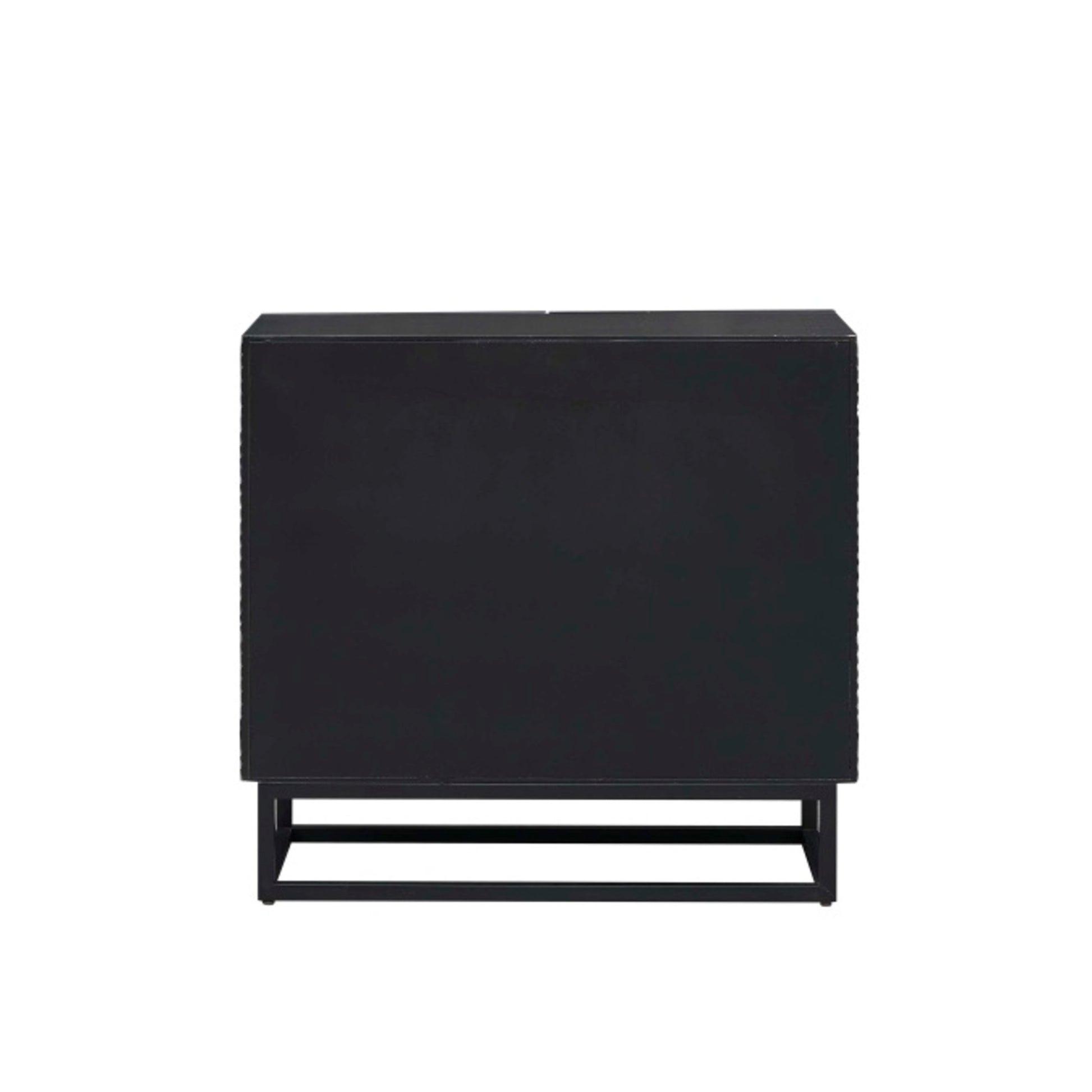 Geometric Brown Wooden Layered Diamond 2 Door Room Cabinet with Gold Accents and Black Iron Base