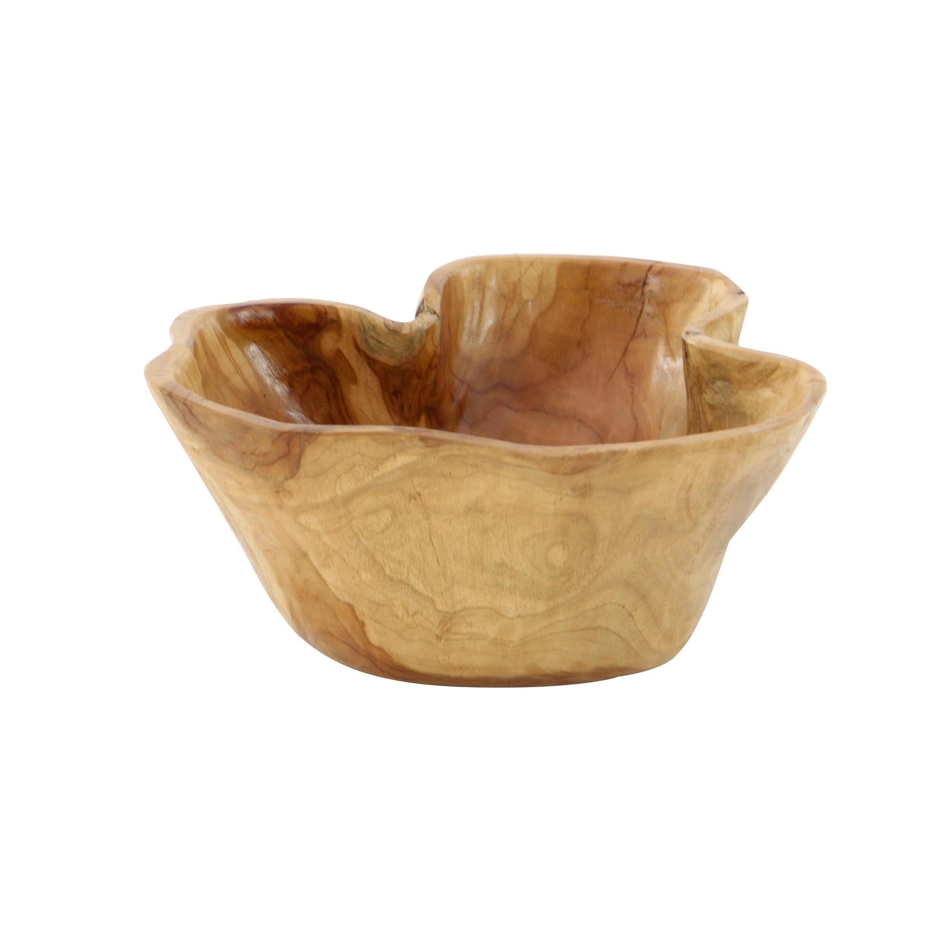 Brown Teak Wood Handmade Live Edge Free Form Large Decorative Bowl