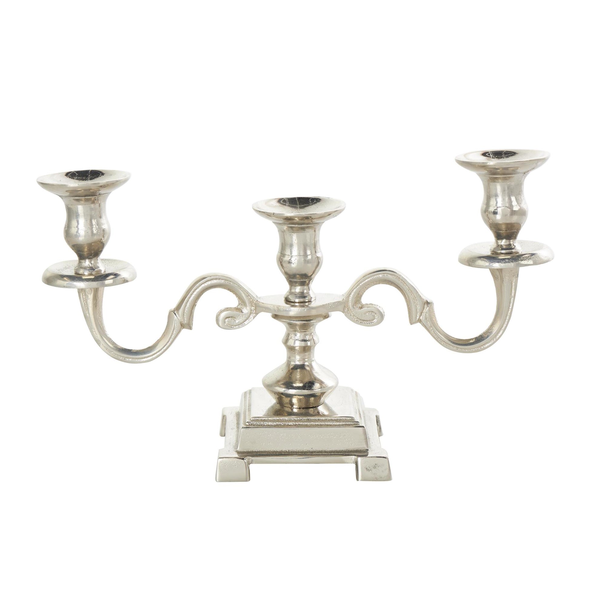 Scroll Silver Aluminum Metal Decorative Candelabra