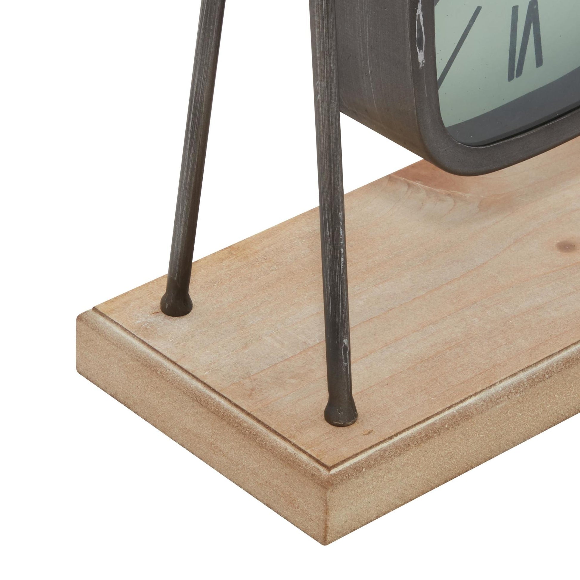 Gray Wood Pendulum Decorative Clock with Wood Base