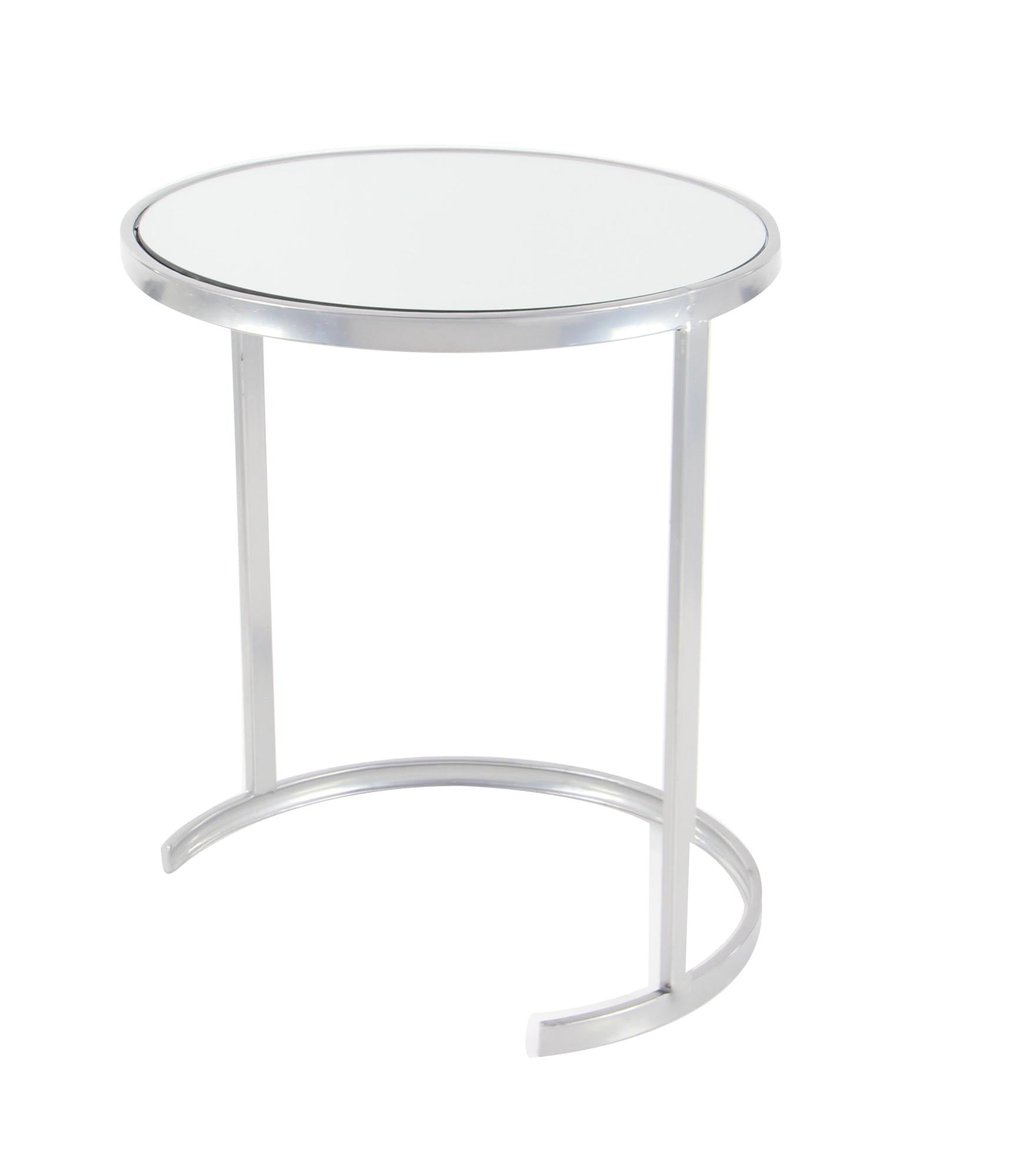 Set of 3 Metal Round Nesting Side End Accent Table with Black Glass Top