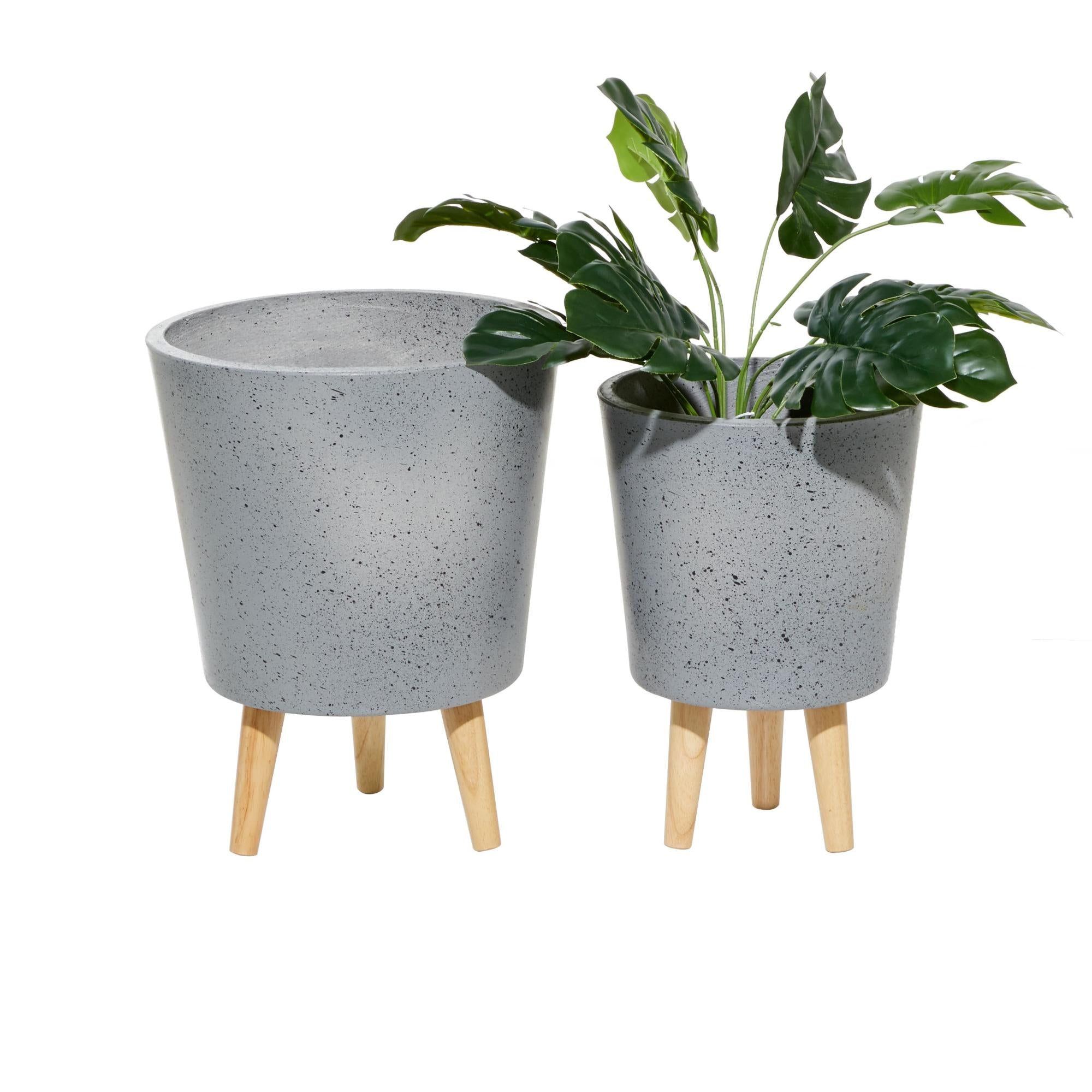 Set of 2 Gray Magnesium Oxide Planter