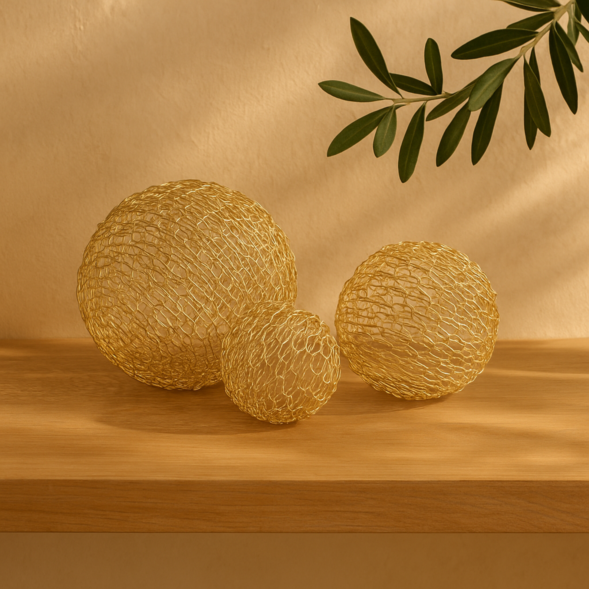 CosmoLiving by Cosmopolitan Set of 3 Geometric Gold Metal Decorative Sculpture