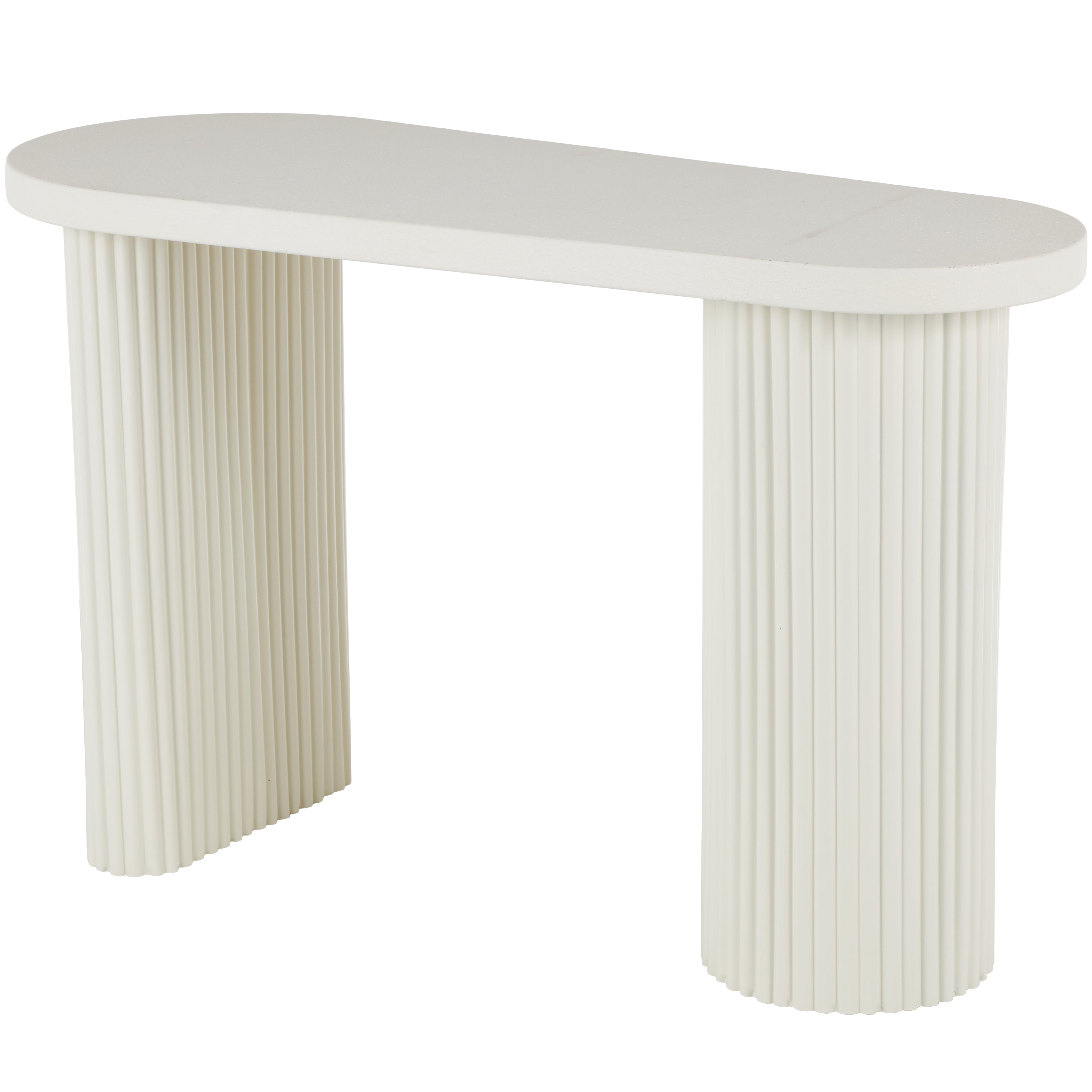 Metal Handmade Oval Living Room Console Table with Ribbed Legs