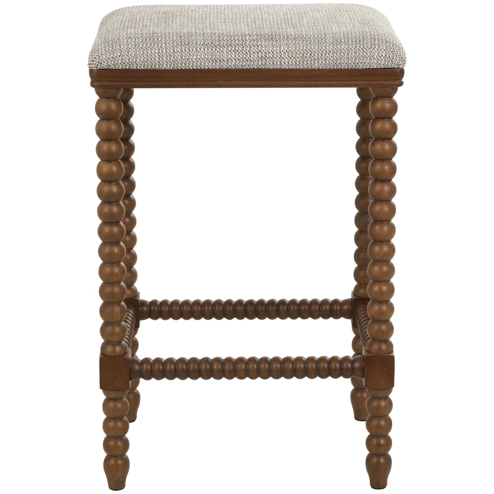 Fabric Home Bench Stool with Traditional Wood Turned Legs
