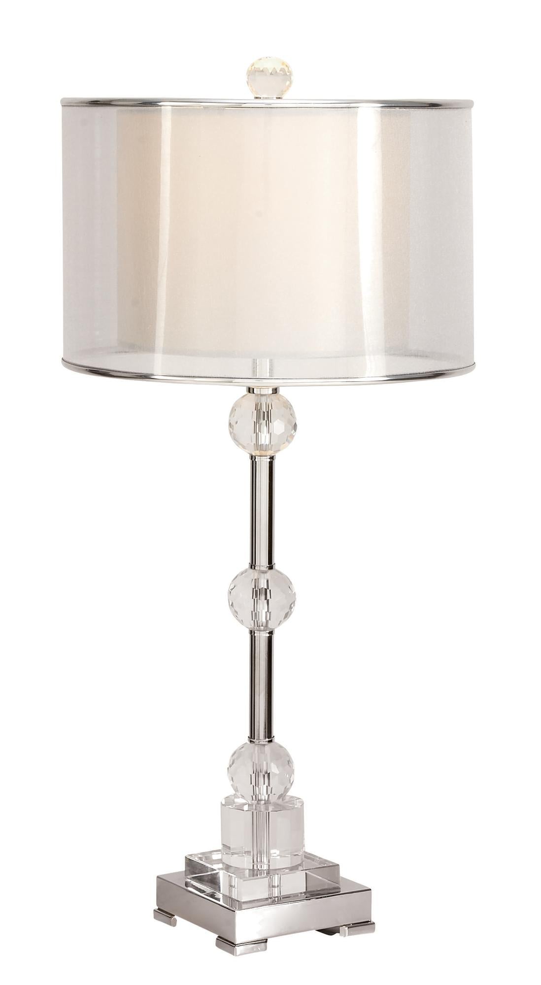 Silver Glass Room Table Lamp with Crystal Embellishments