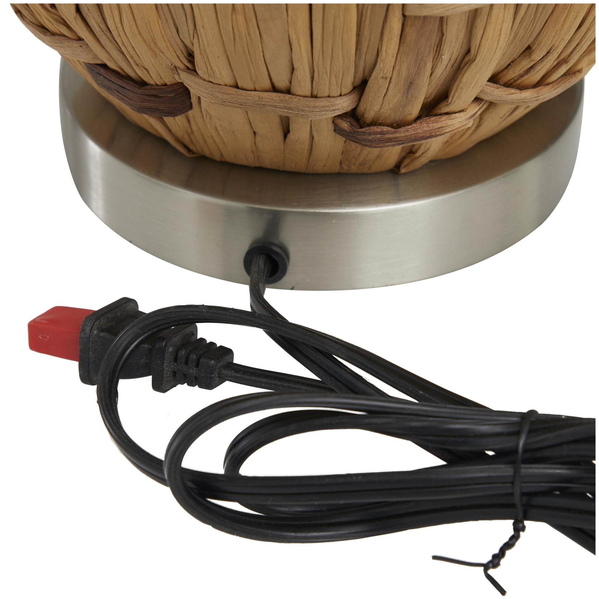 Brown Seagrass Handmade Woven Room Table Lamp with Silver Base