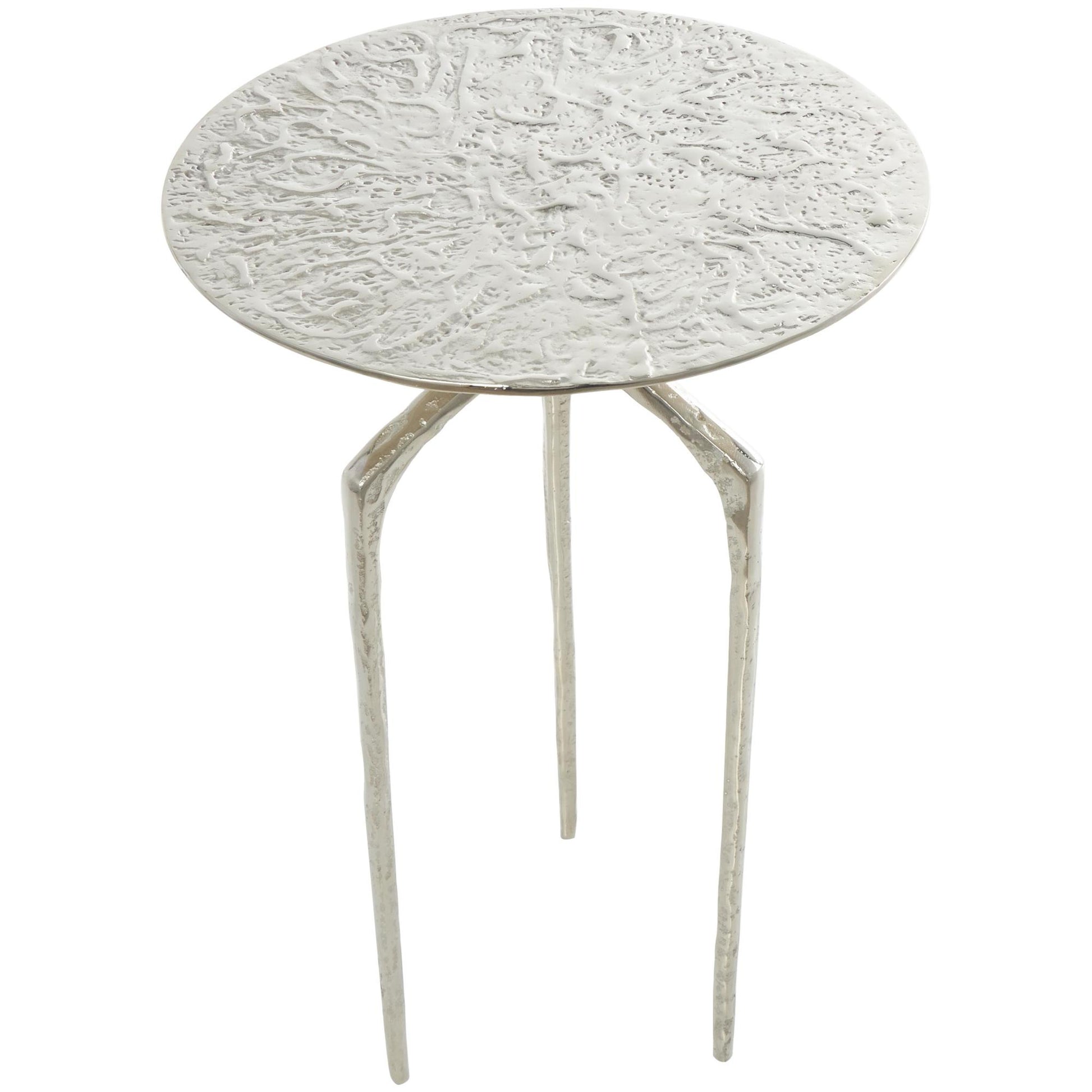 Geometric Aluminum Metal Slim Textured Side End Accent Table