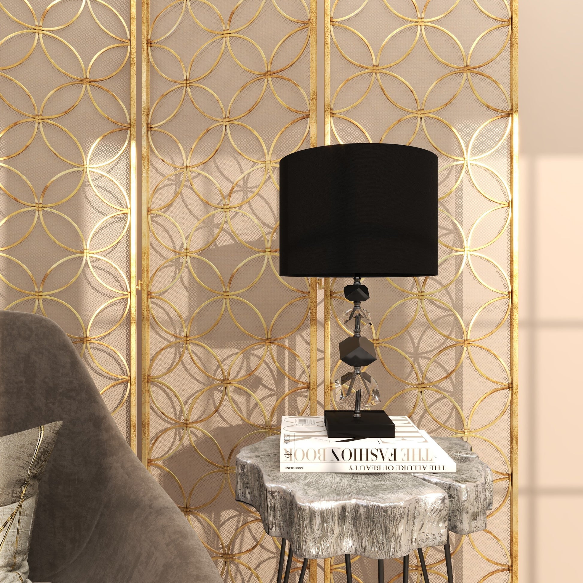 Crystal Geometric Diamond Inspired Room Table Lamp with Black Crystal Base 13" x 8" x 23"