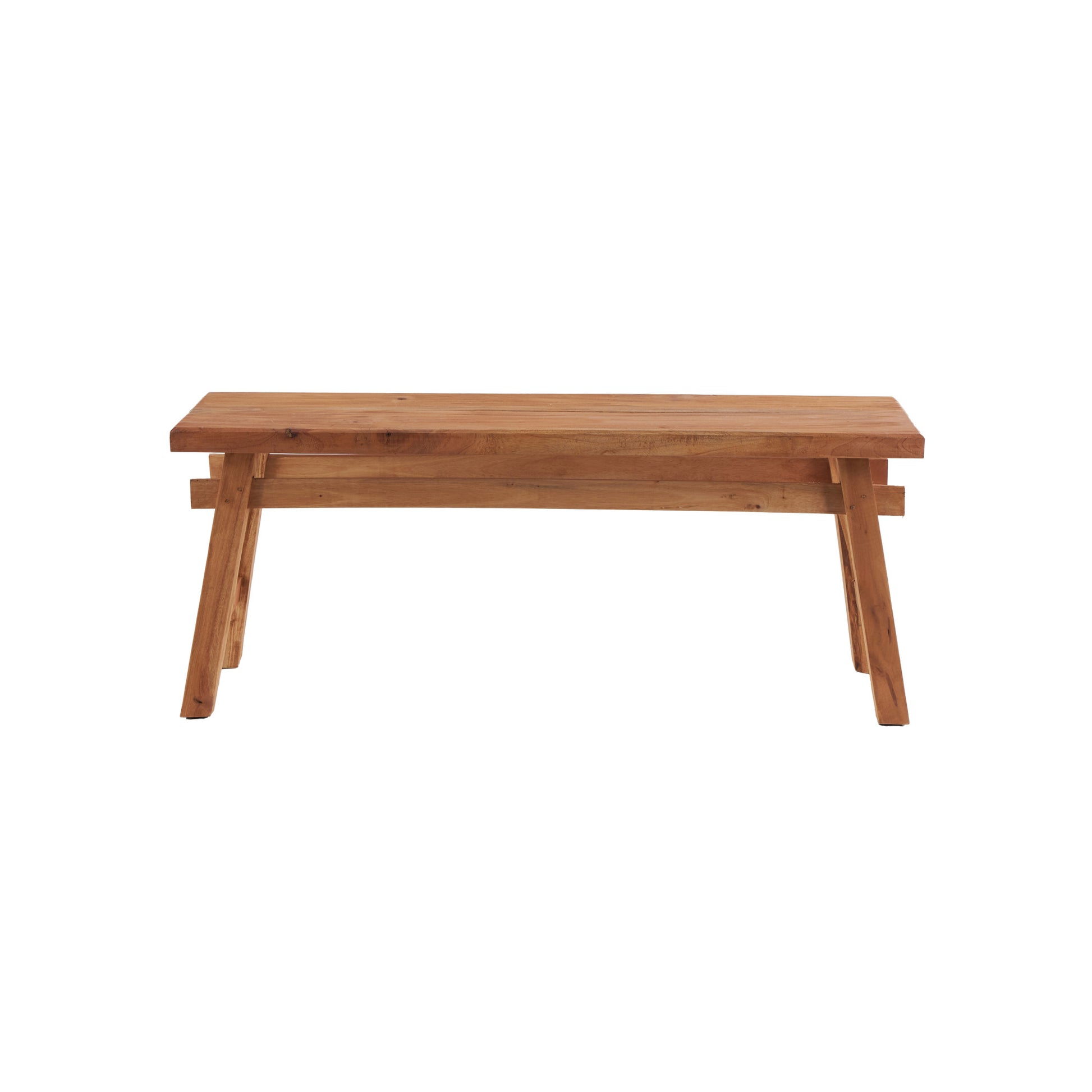 Brown Reclaimed Wood Handmade Home Bench with Natural Finish and High Trestle Legs