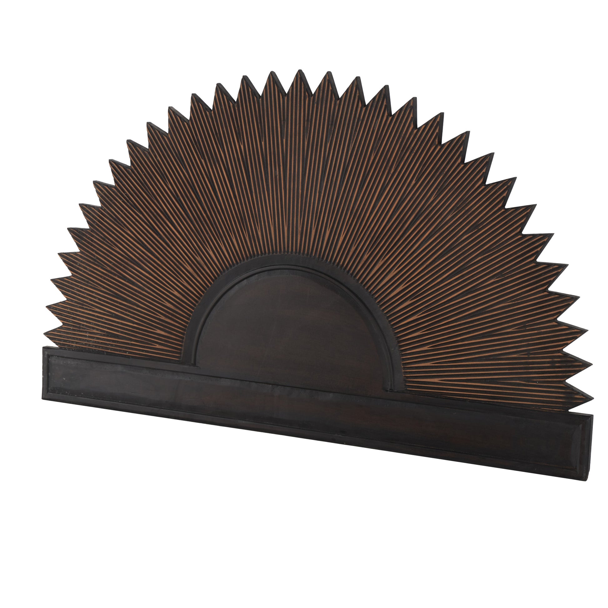 Sun Dark Brown Wooden Large Home Wall Decor with Copper Accents