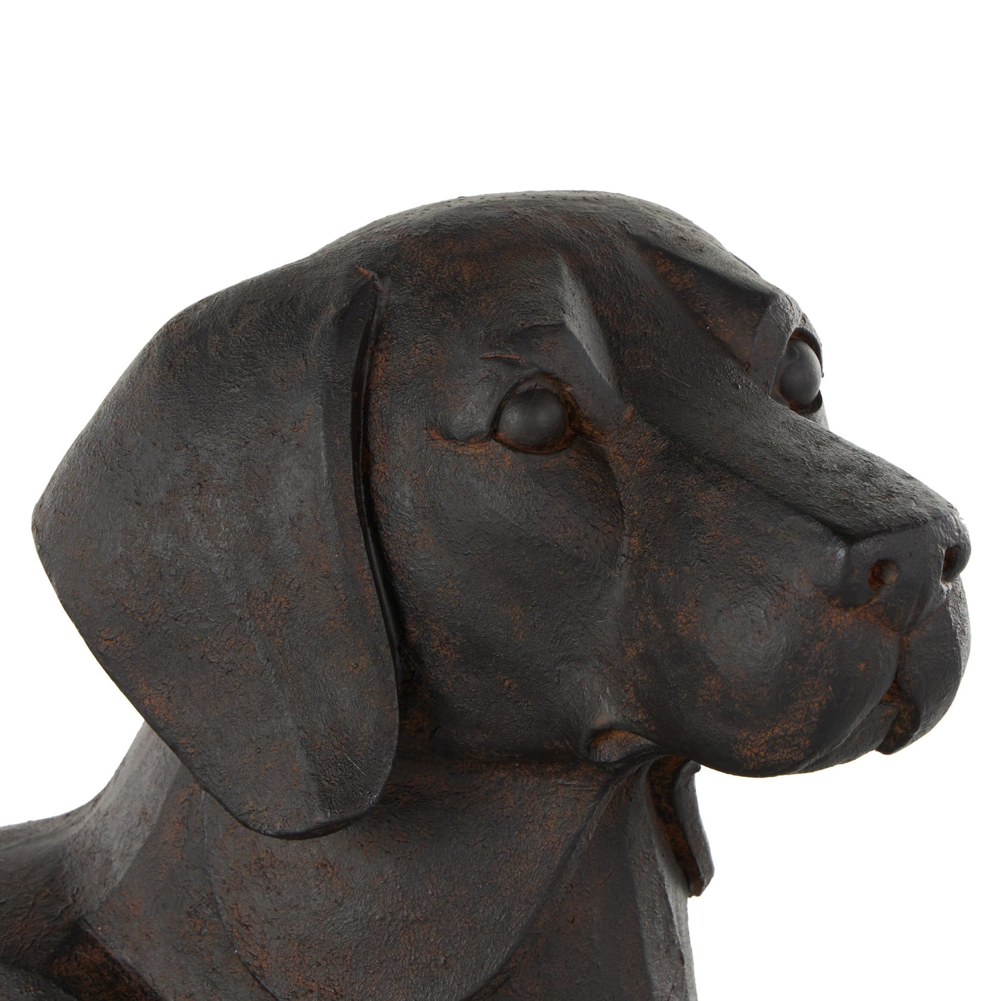Dog Black Resin Sitting Decorative Sculpture with Copper Shadings
