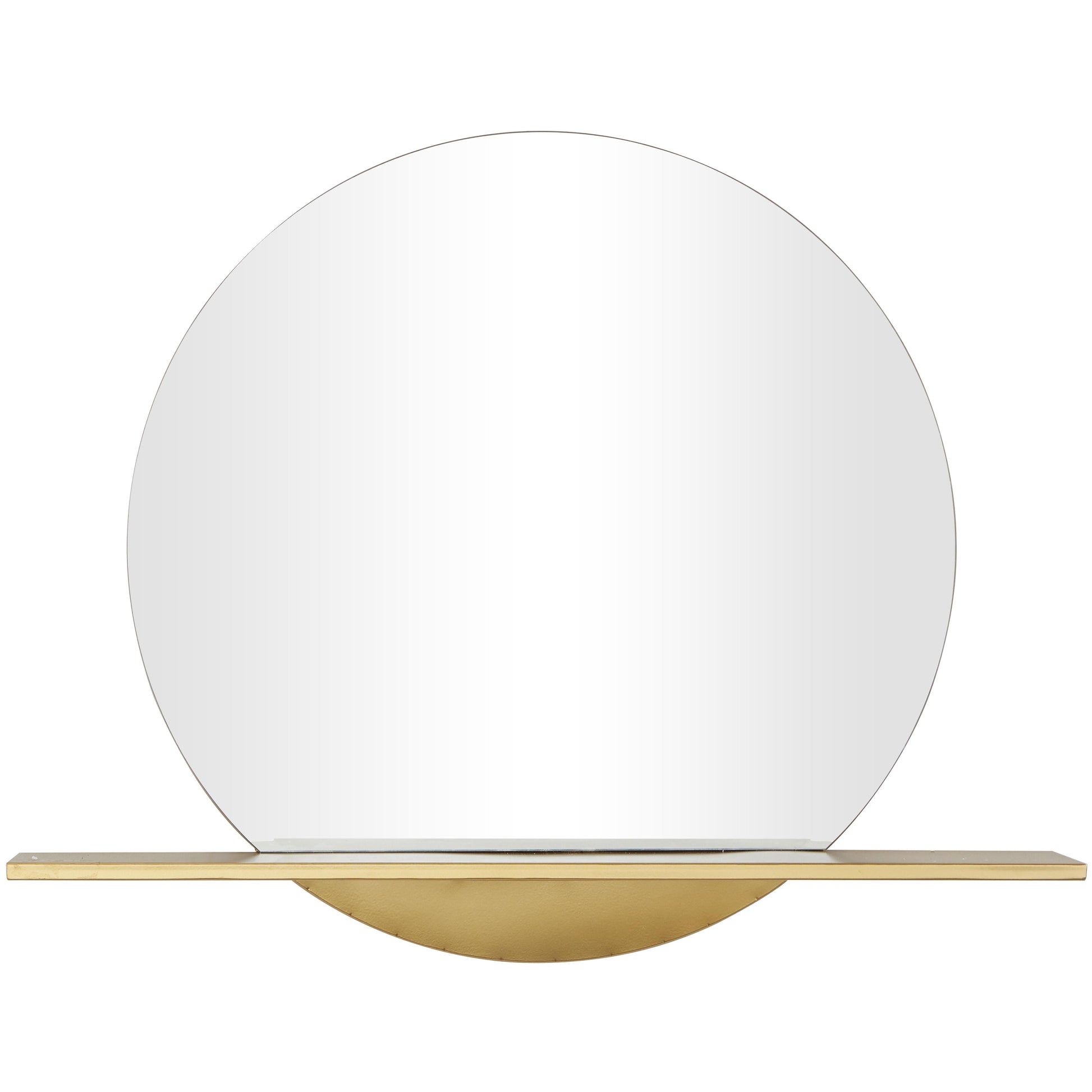 Gold Metal Round 1 Shelf Room Wall Mirror