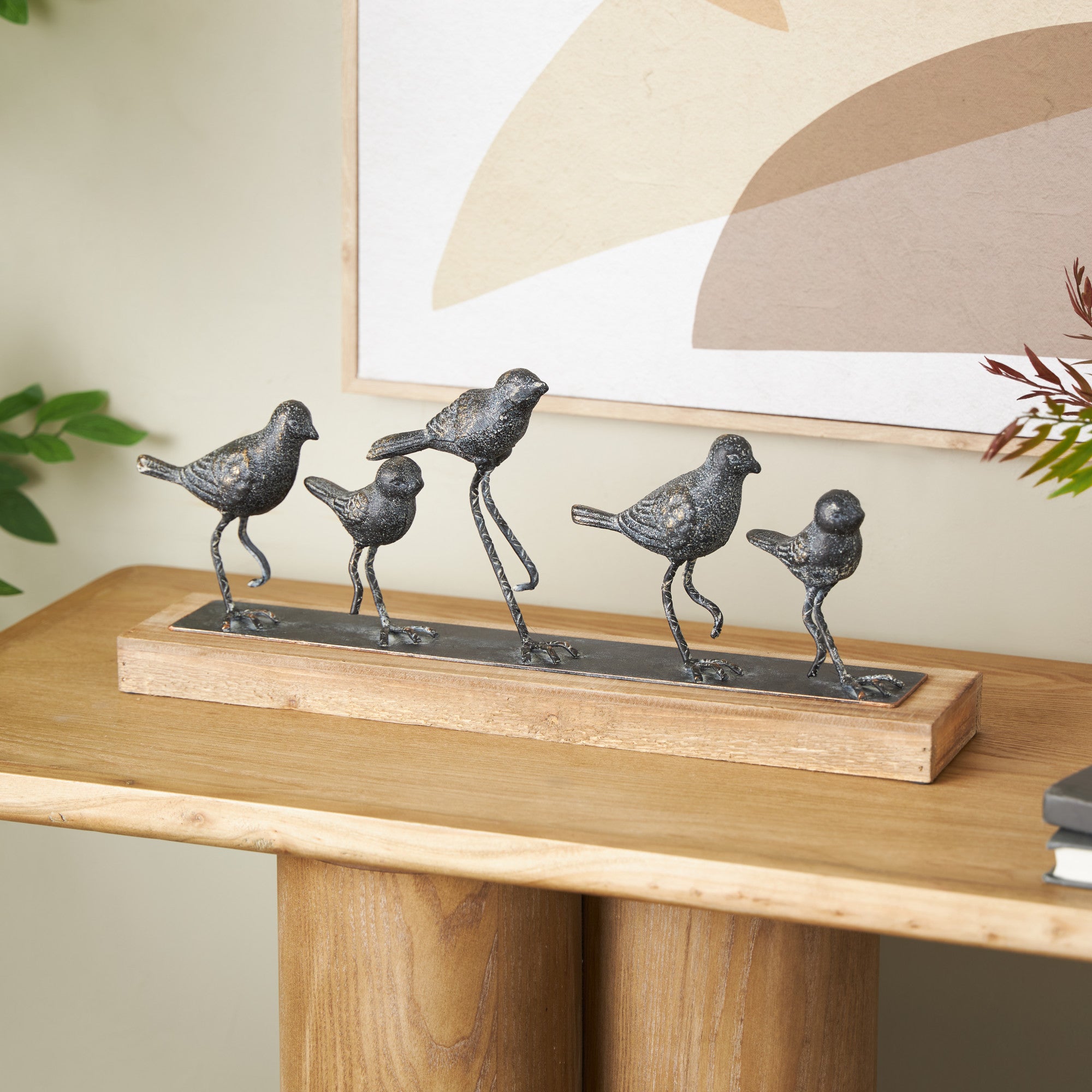 Bird Gray Metal Decorative Sculpture