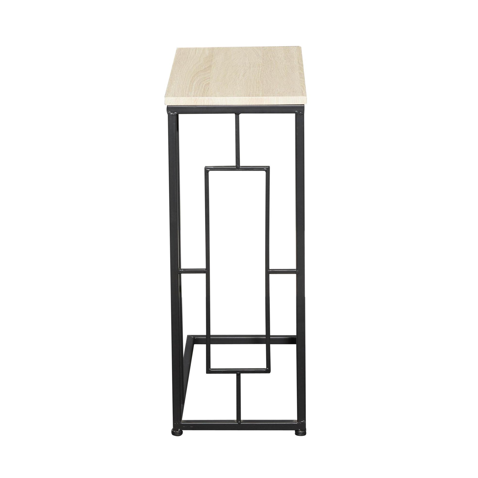 Metal C-Shaped Side End Accent Table with Black Metal Base