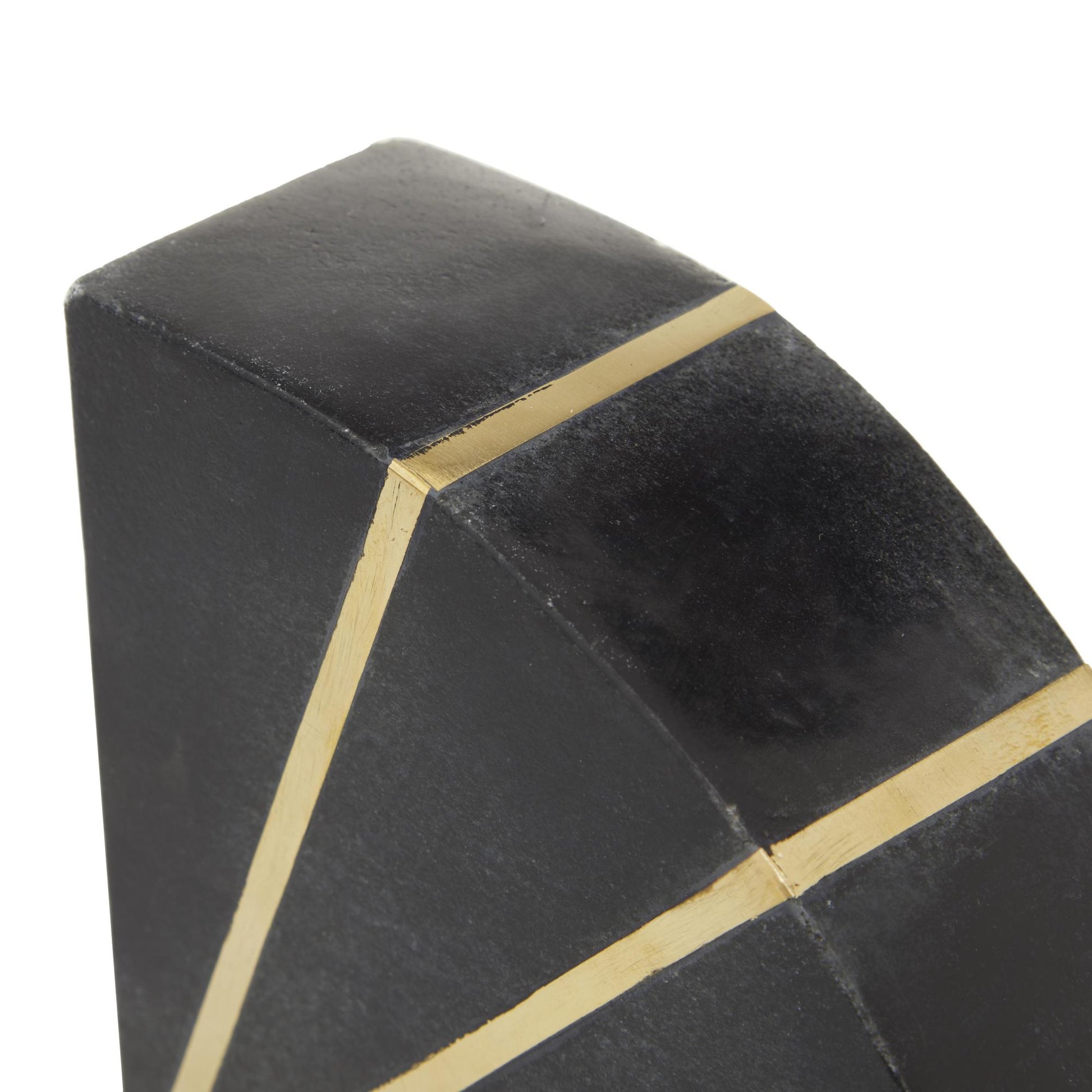 CosmoLiving by Cosmopolitan Set of 2 Geometric Marble 9 lbs Decorative Bookends with Gold Inlay