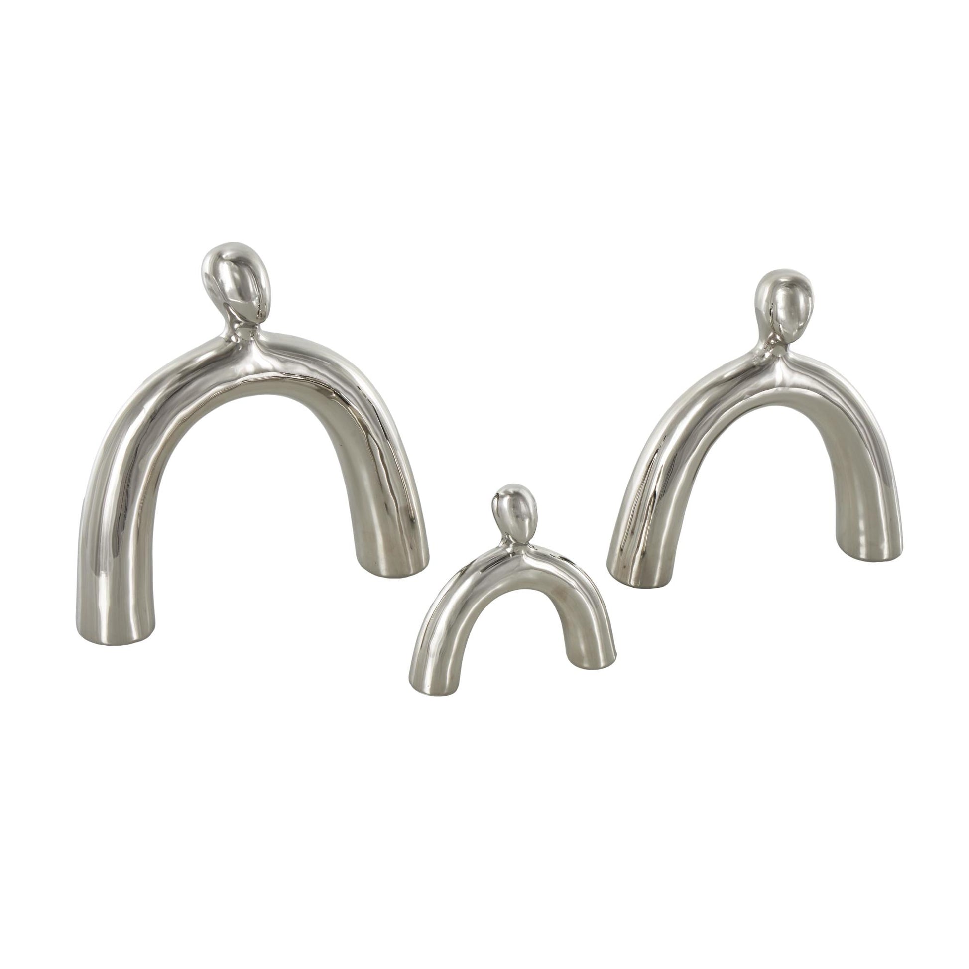 Set of 3 Family Ceramic Abstract Arched Decorative Sculpture