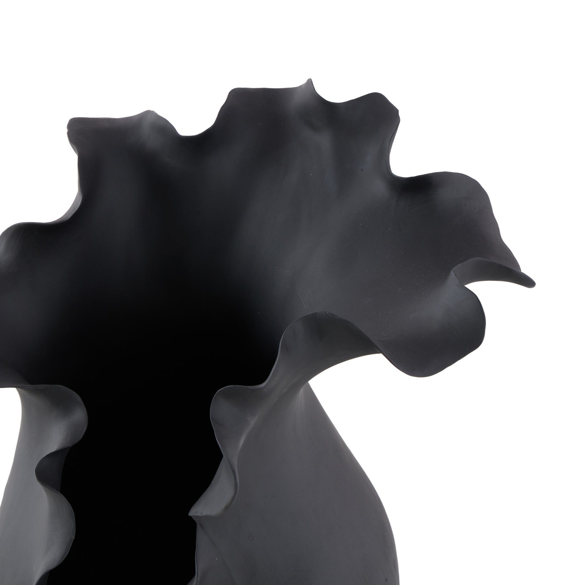 Abstract Ceramic Floral Inspired Decorative Vase with Wavy Folded Rim
