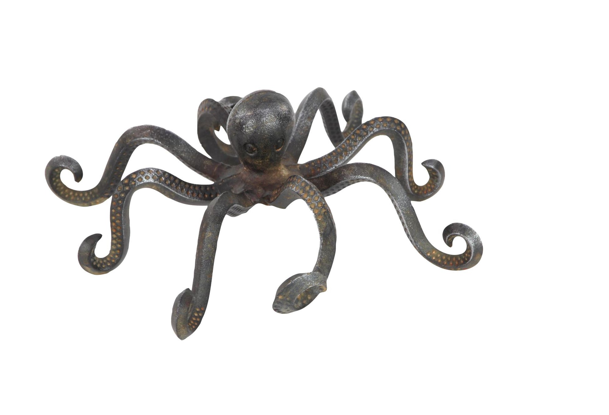 Octopus Black Metal Decorative Sculpture with Long Tentacles and Suctions Detailing