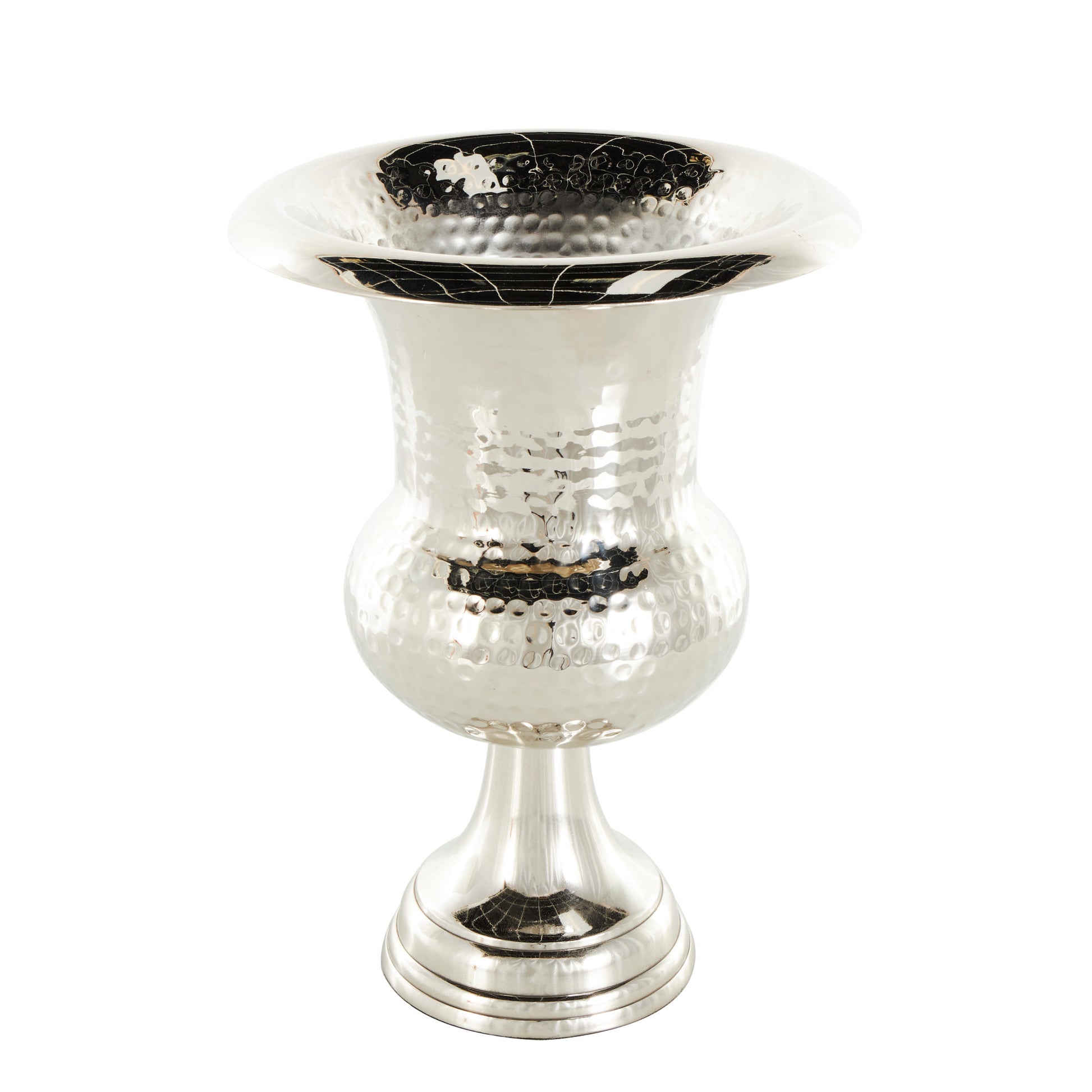 Aluminum Metal Goblet Inspired Hammered Decorative Vase