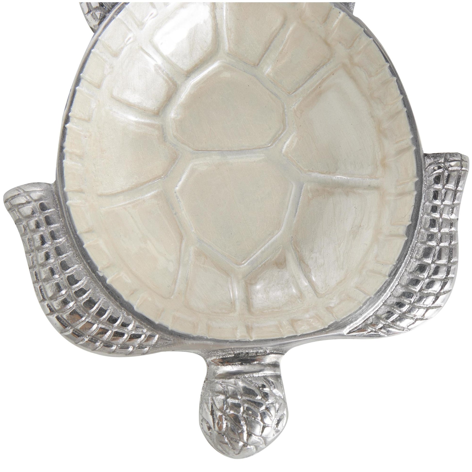 Set of 2 Turtle Aluminum Metal Handmade Enameled Large Decorative Bowl with Silver Metal Exterior
