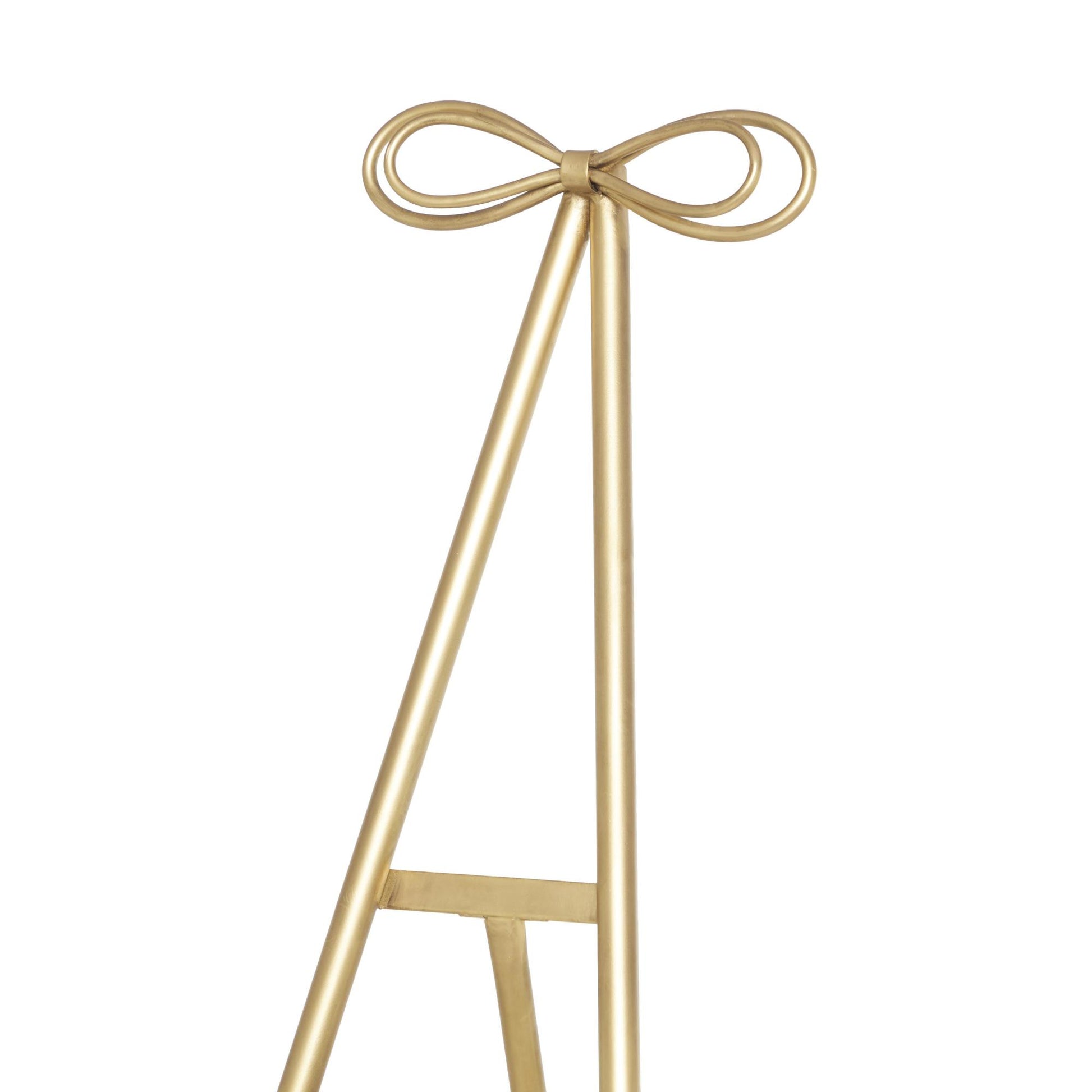 Gold Metal Tall Adjustable Floor 3 Tier Display Easel with Bow Top