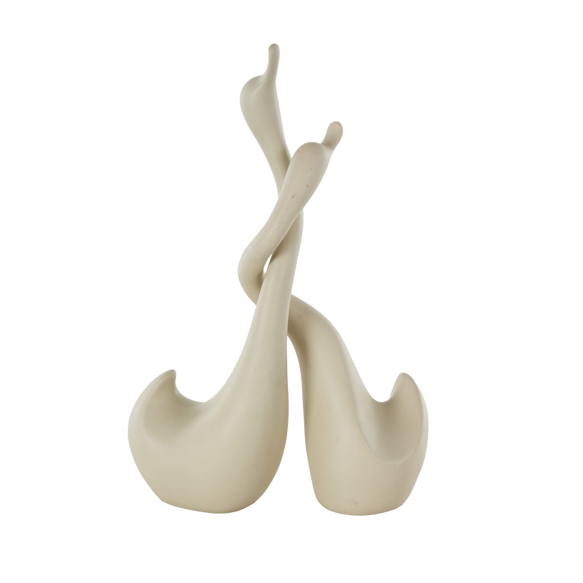Set of 2 Swan Beige Ceramic Intertwined Decorative Sculpture