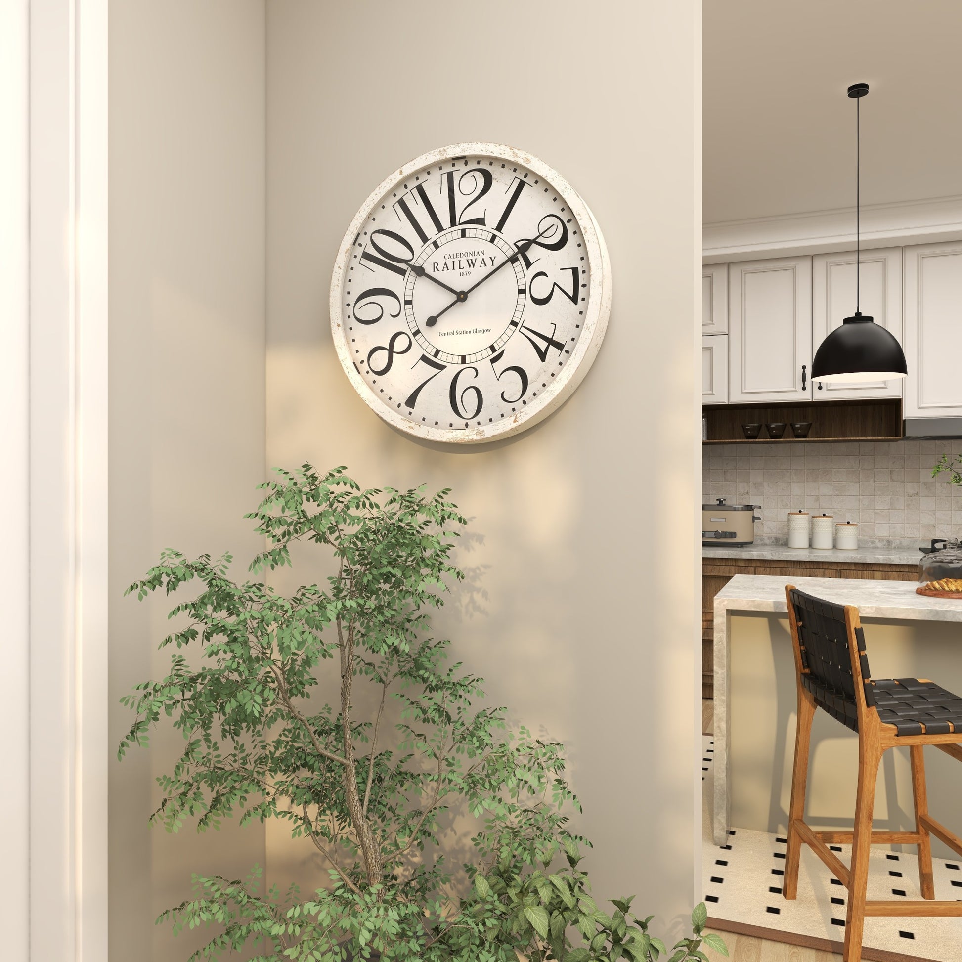 White Wooden Decorative Wall Clock
