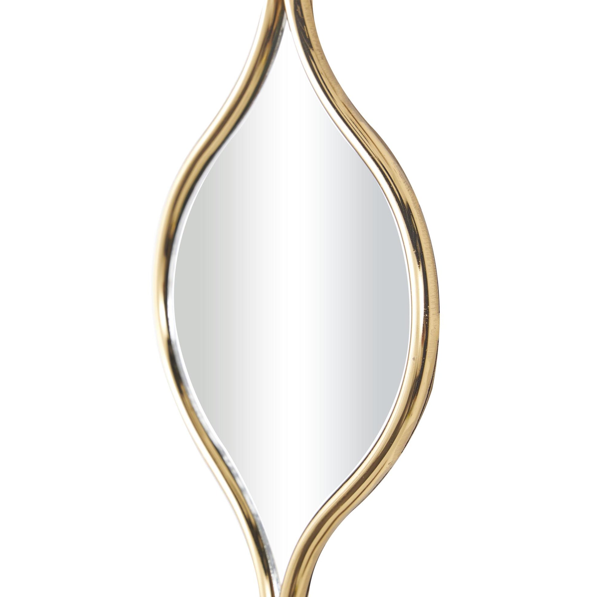 Geometric Gold Metal Slim Stacked Chain Teardrop Room Wall Mirror