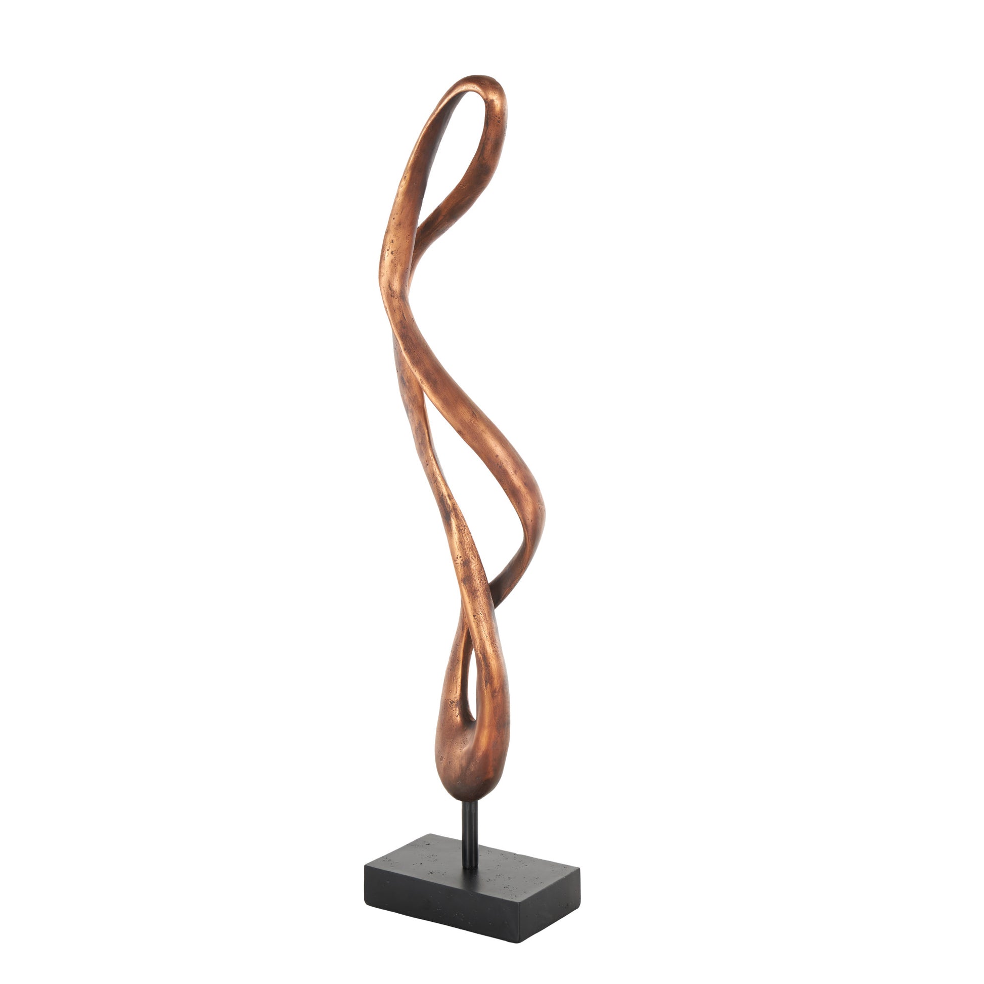 Abstract Bronze Polystone Abstract Decorative Sculpture with Rectangle Black Base