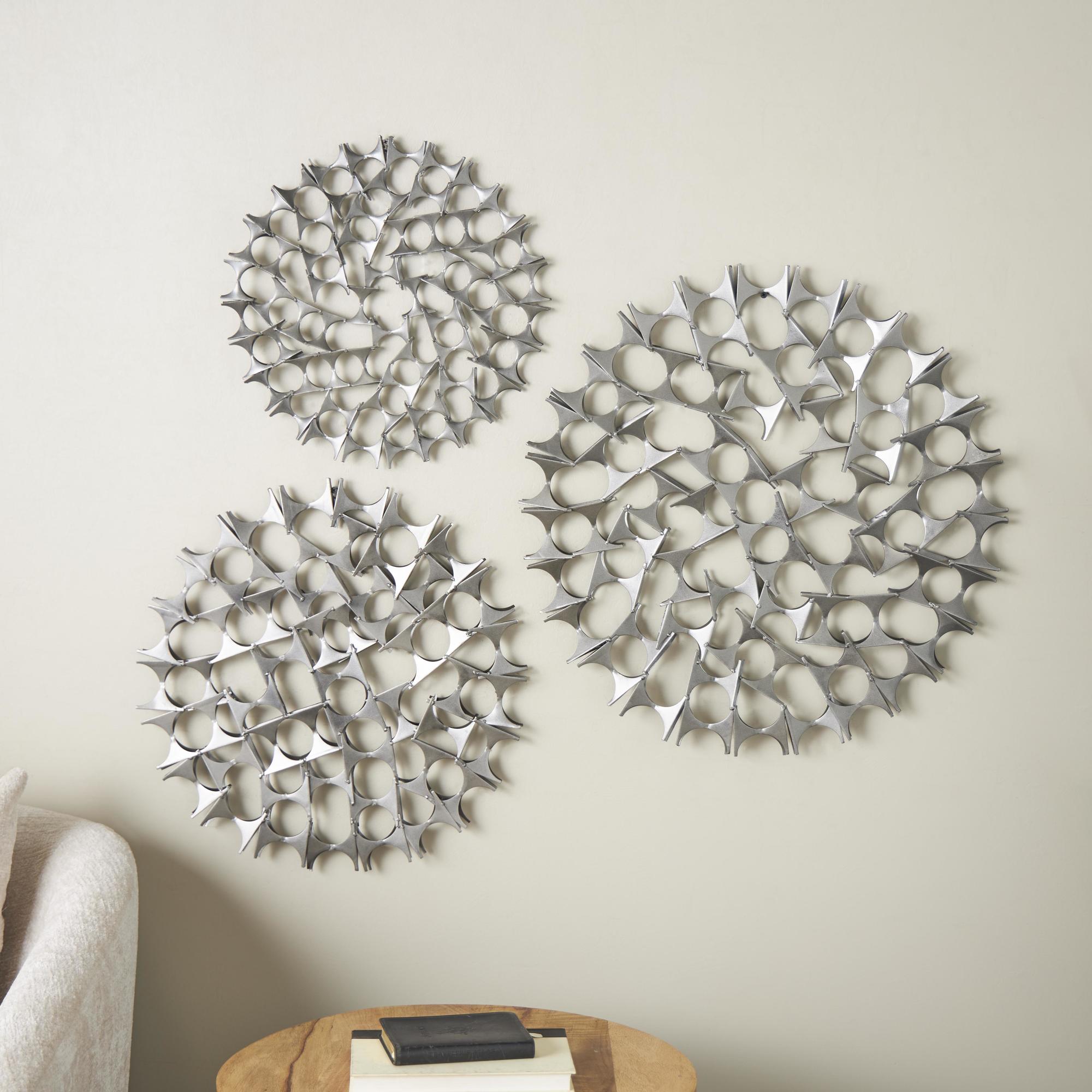 Set of 3 Abstract Metal Home Wall Decor with Cutout Design Set of 3 15", 19", 23"D