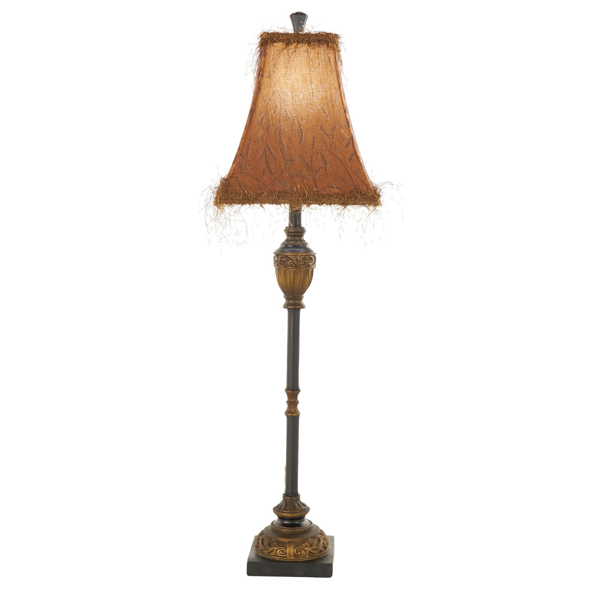 Scroll Brass Metal Antique Style Room Buffet Lamp with Vine Patterns