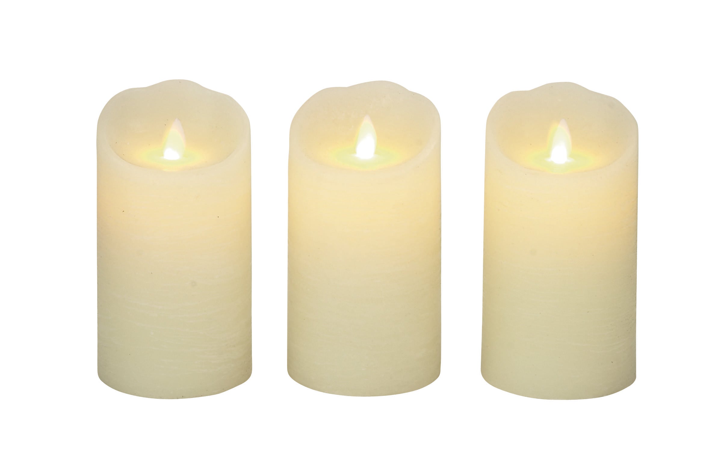 Set of 3 Wax Indoor Outdoor Flameless Candle with Remote Control