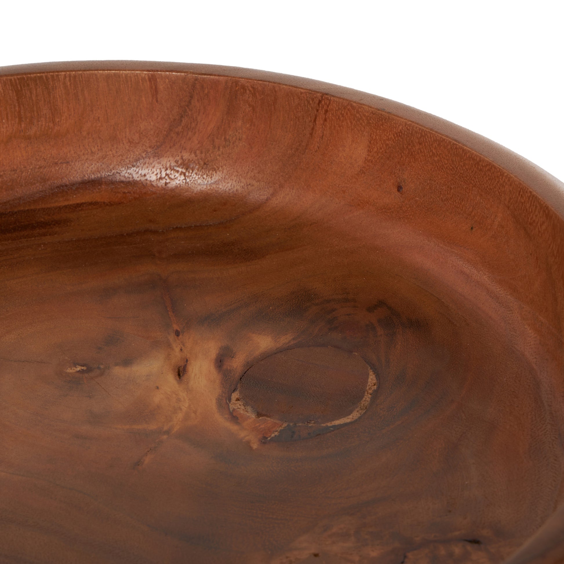 Gear Brown Teak Wood Handmade Large Decorative Bowl with Peg Leg