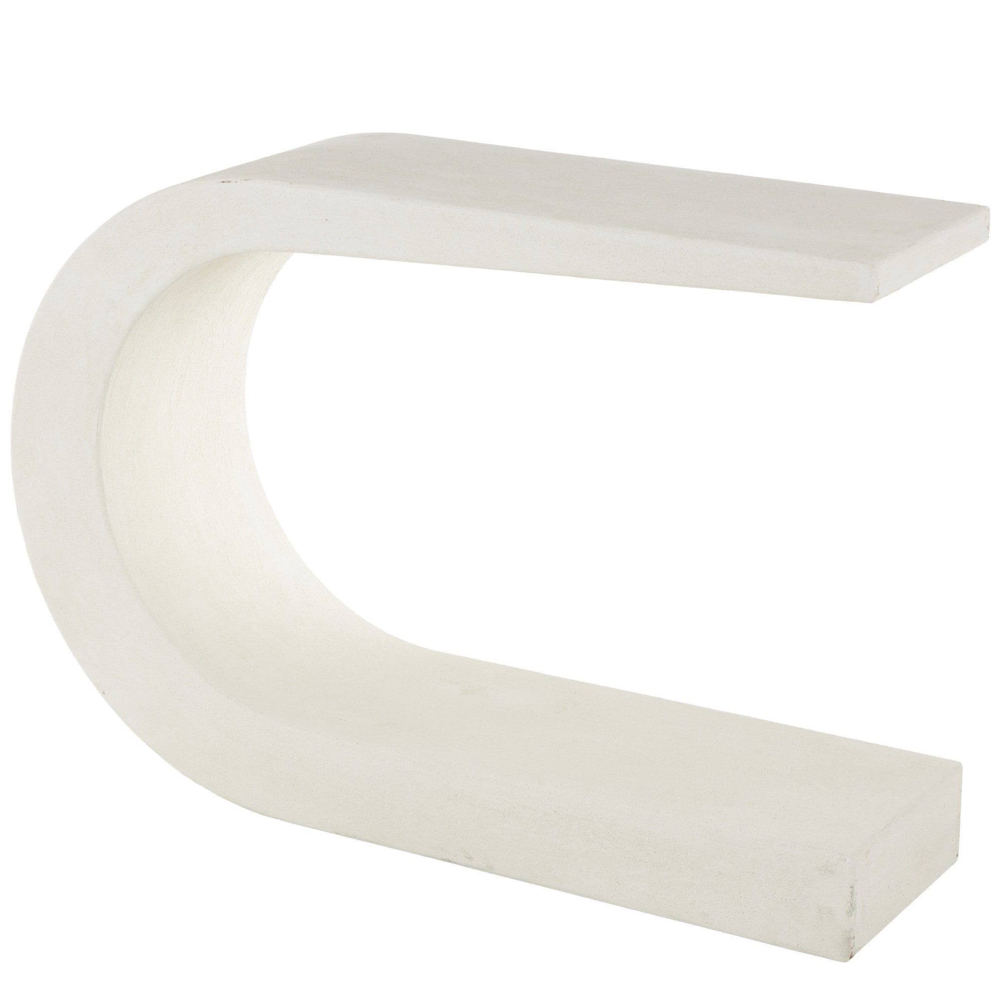White Wooden C-Shaped Living Room Console Table