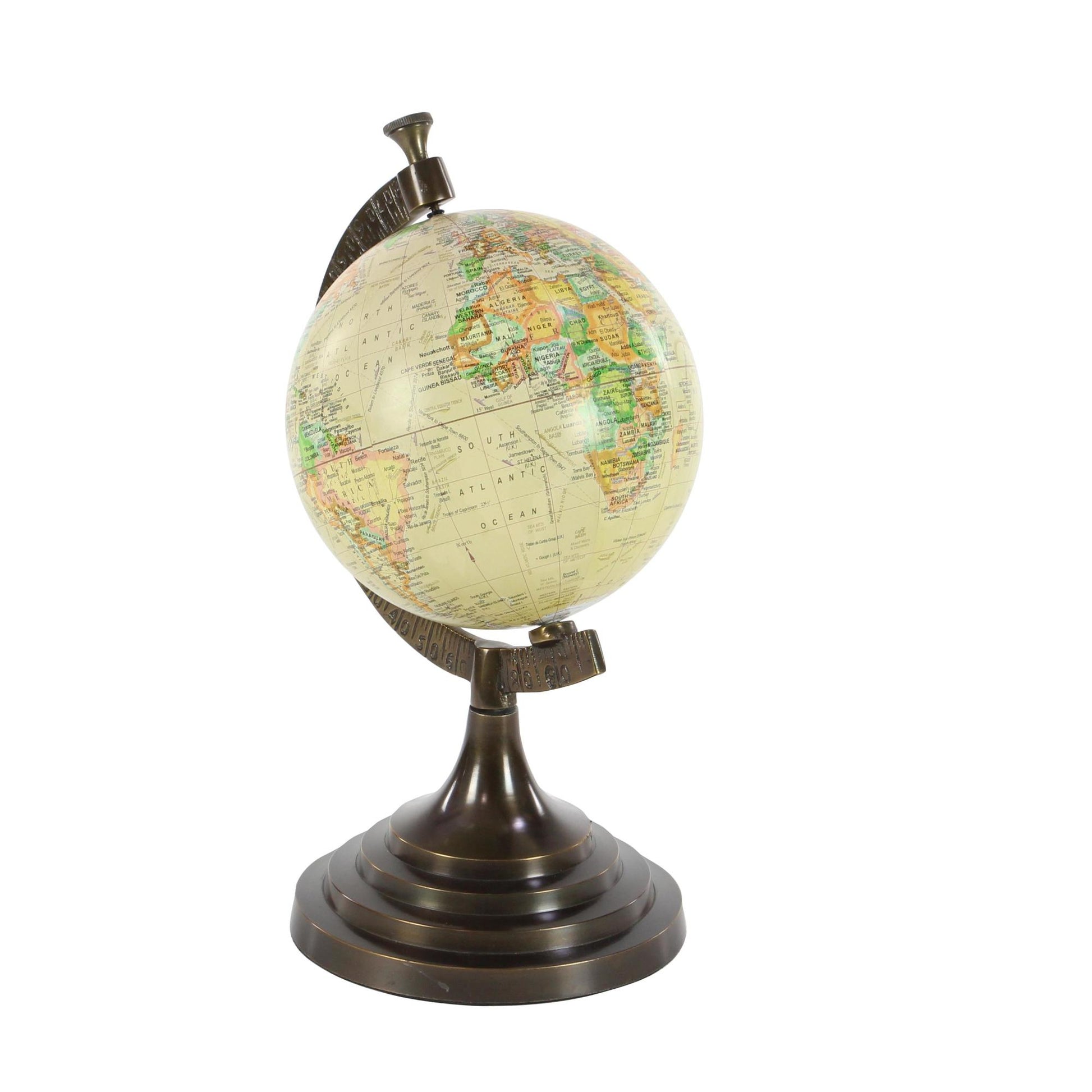 World Map Copper Aluminum Metal Educational/Geographic Earth Globe