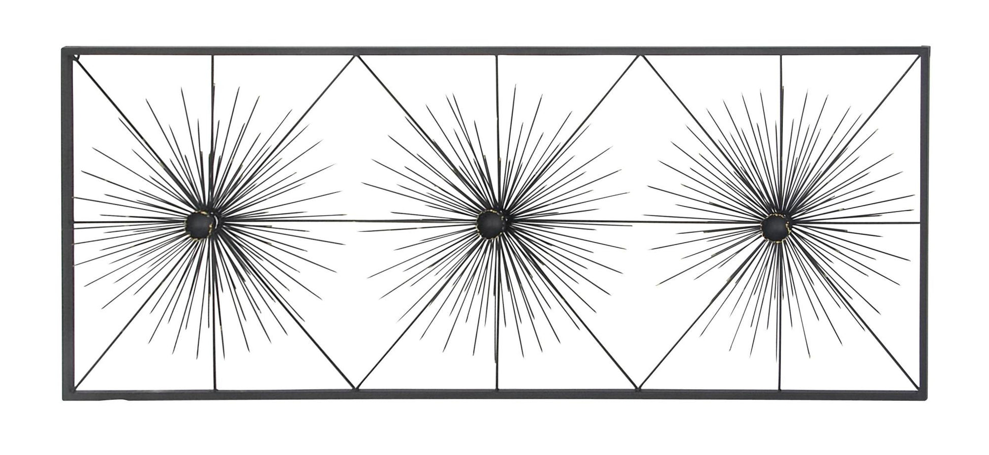Starburst Black Metal Sea Urchin Home Wall Decor with Black Frame