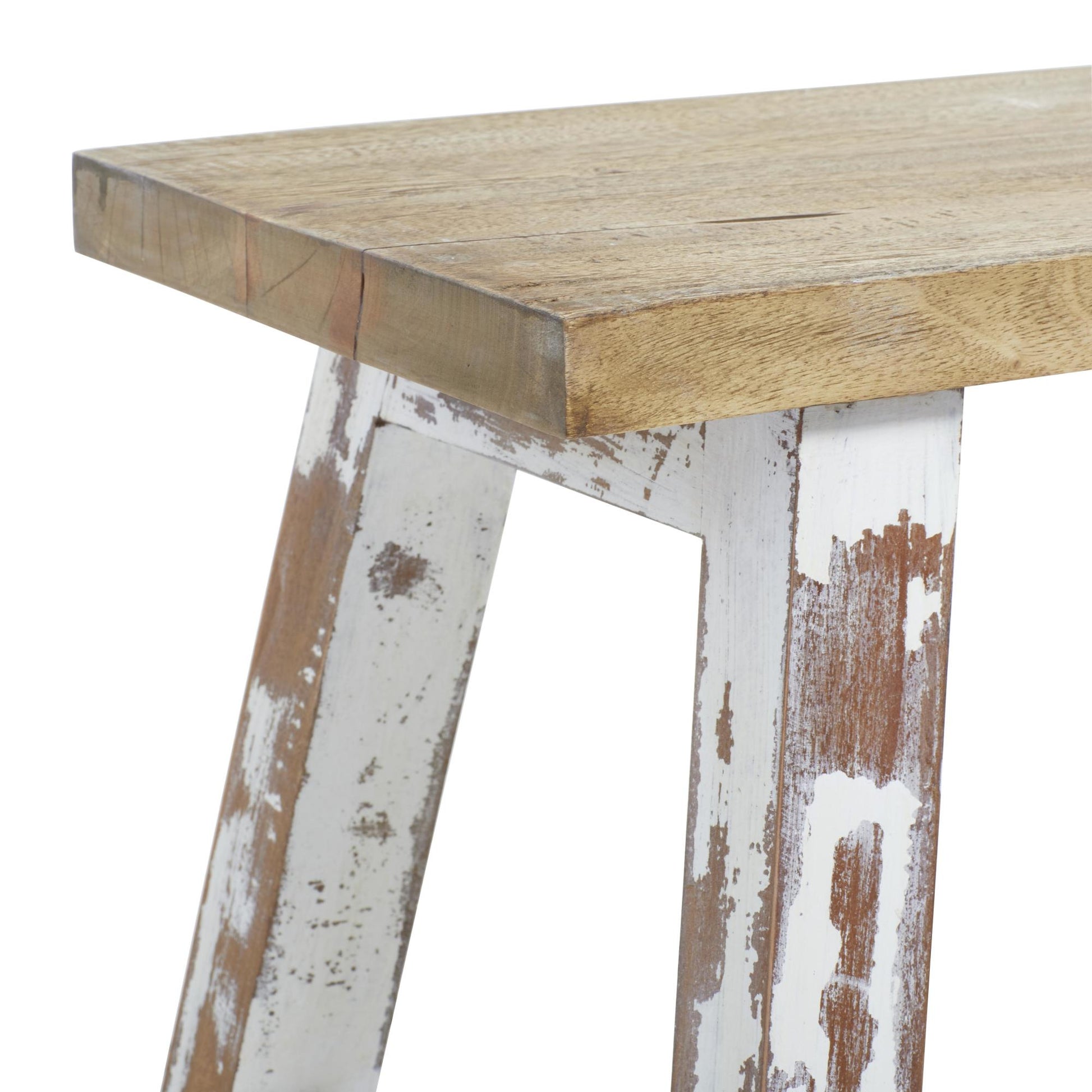 Wood Living Room Stool with Brown Wood Top 20" x 14" x 18"