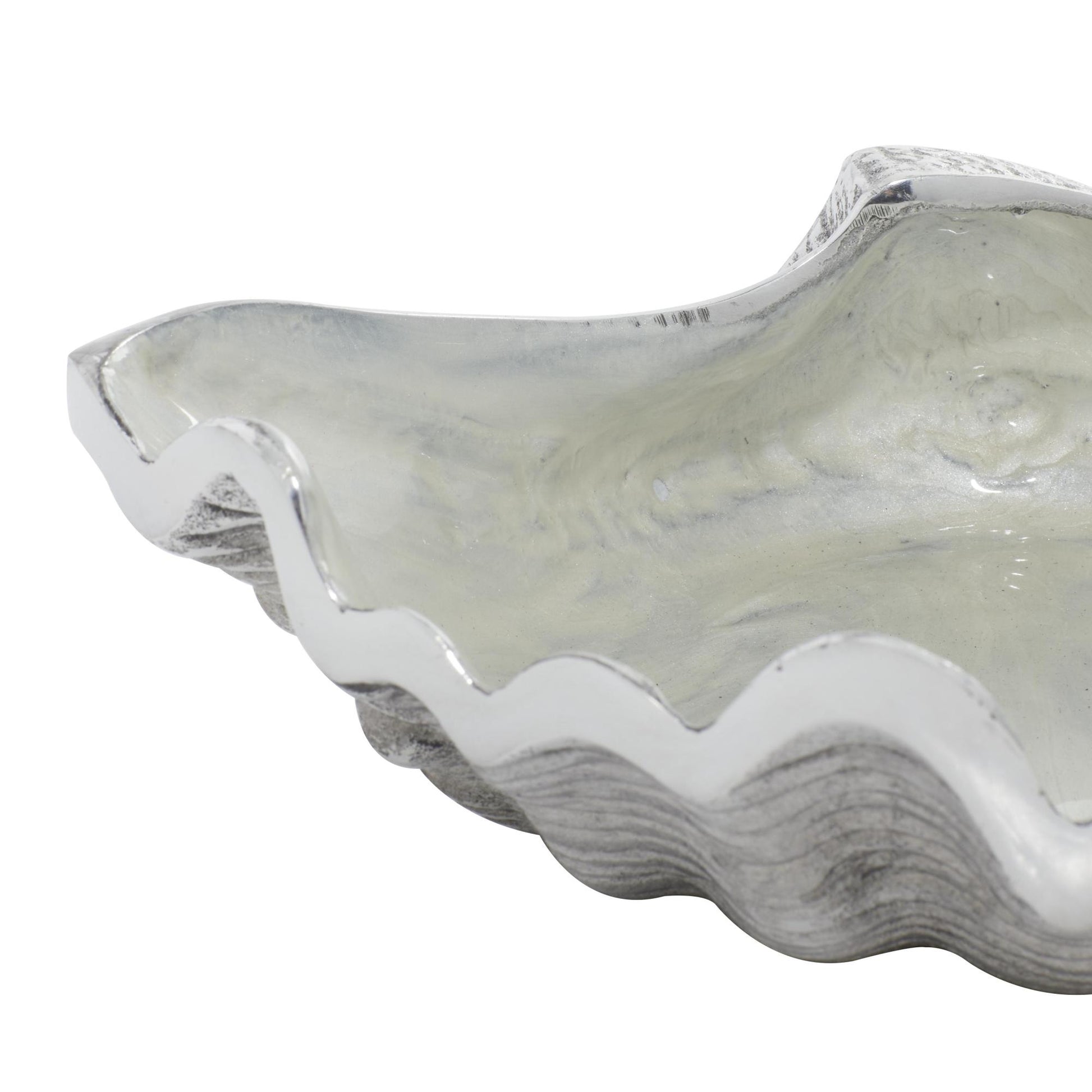 Shell White Aluminum Metal Shell Decorative Serving Bowl with Enamel Interior