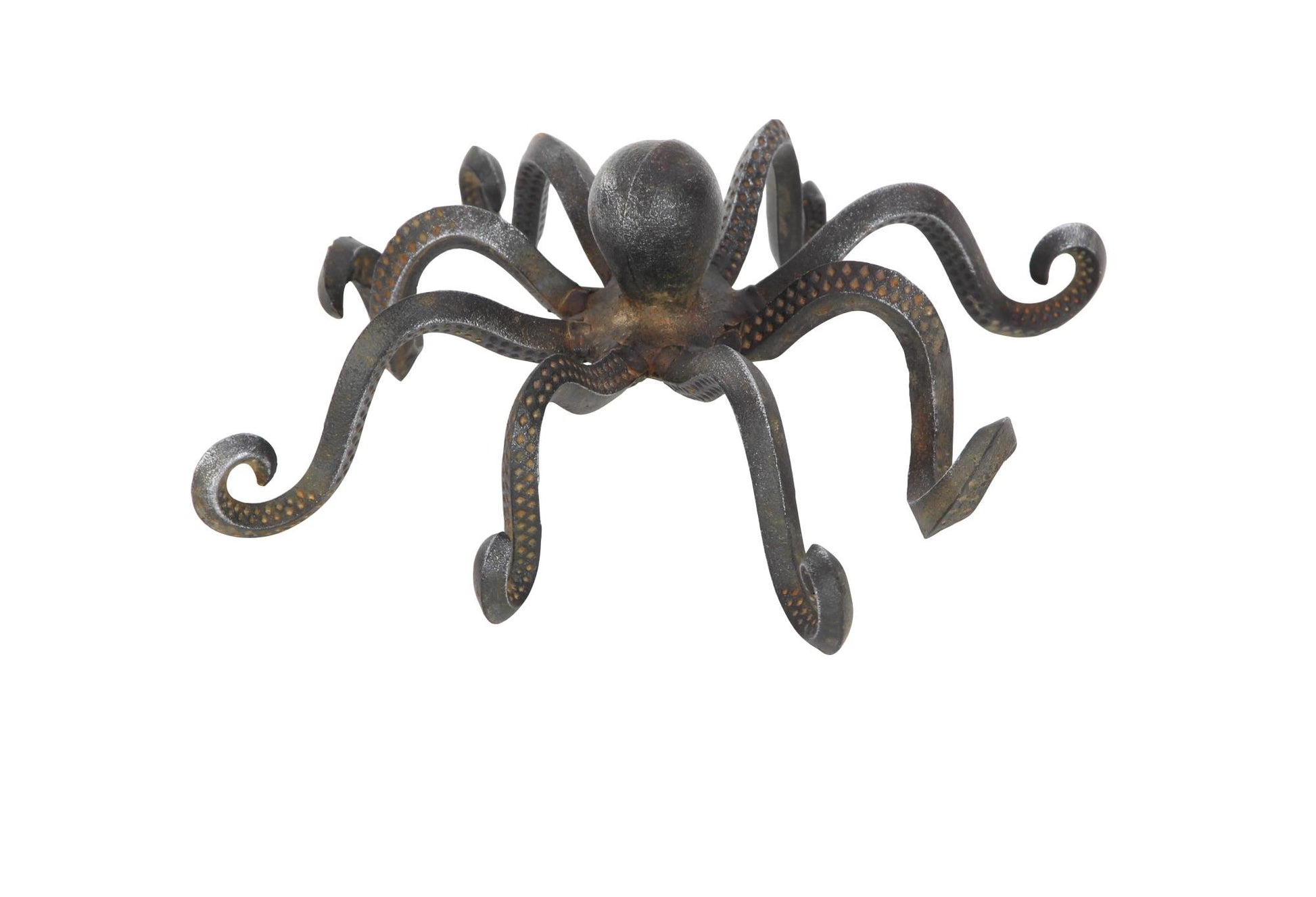 Octopus Black Metal Decorative Sculpture with Long Tentacles and Suctions Detailing